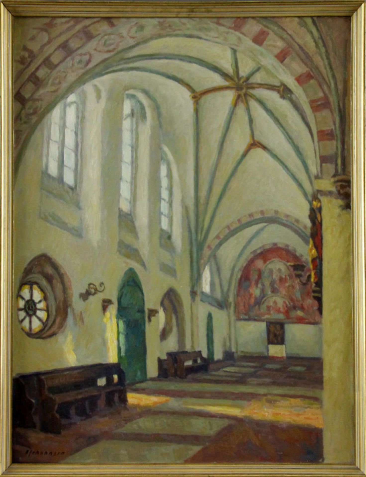 Albert Johannsen (1890 - 1975) - Öl auf Hartfaserplatte, "Lübecker Dom"unten links signiert, guter