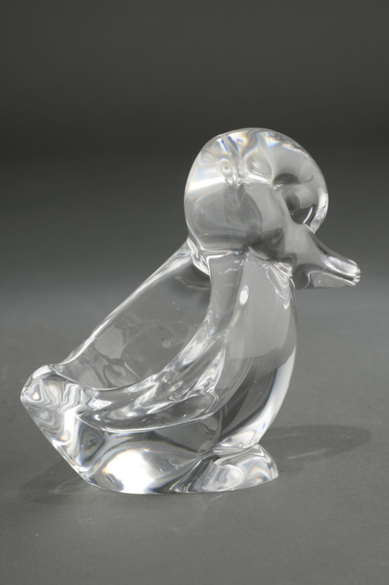 Art Vannes France, Kristall-Glas Schale, "Ente"im Boden signiert, am Fußrand minimale Chips,