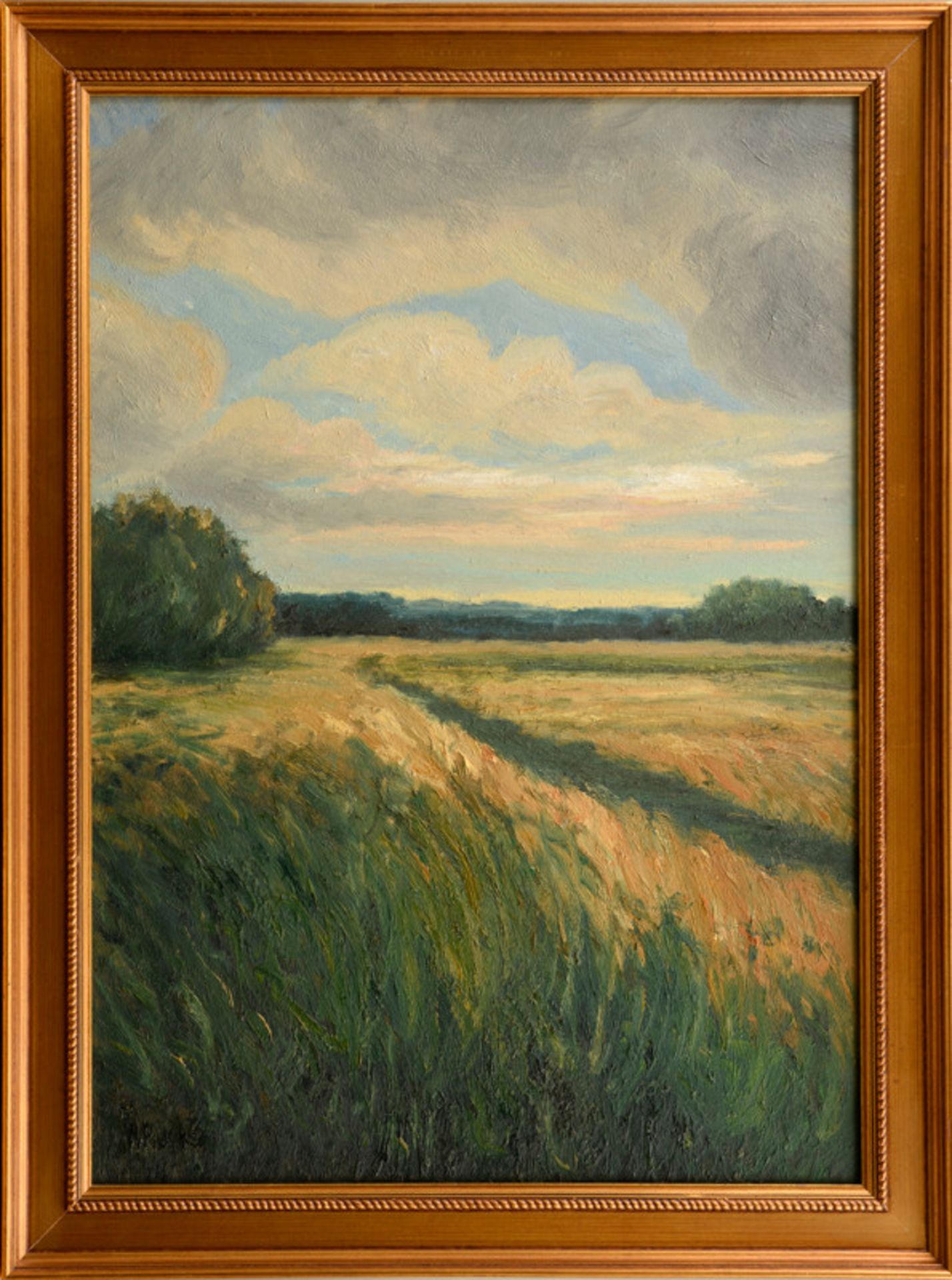 Hans Pick (1931 - 2014) - Öl auf Hartfaserplatte, "Sturmwolken über Kornfeld bei Worpswede", (19)