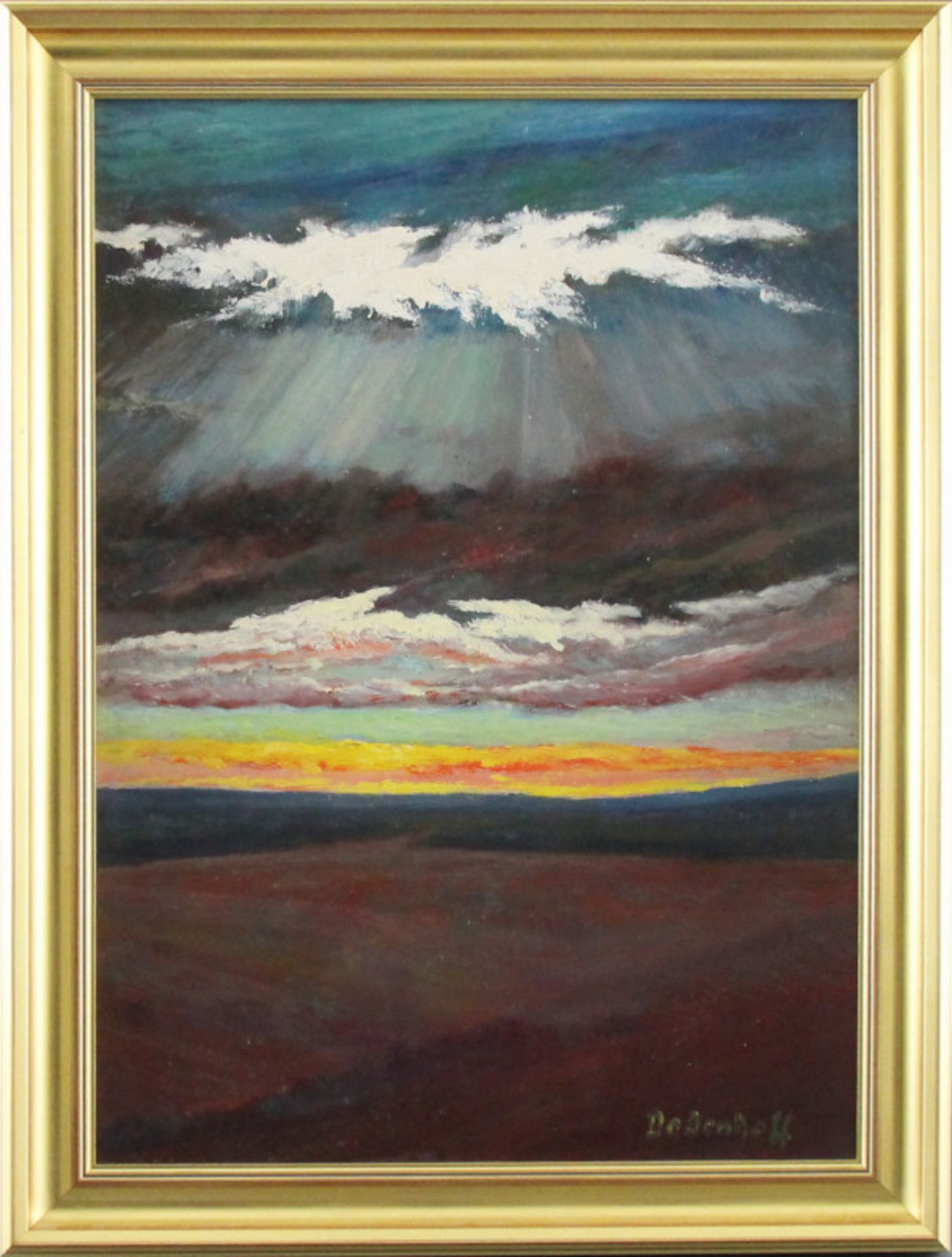 Heinz Dodenhoff (1889 - 1981) Nachlaß, - Öl auf Malkarton, "Abendrot"signiert, verso datiert 1972,