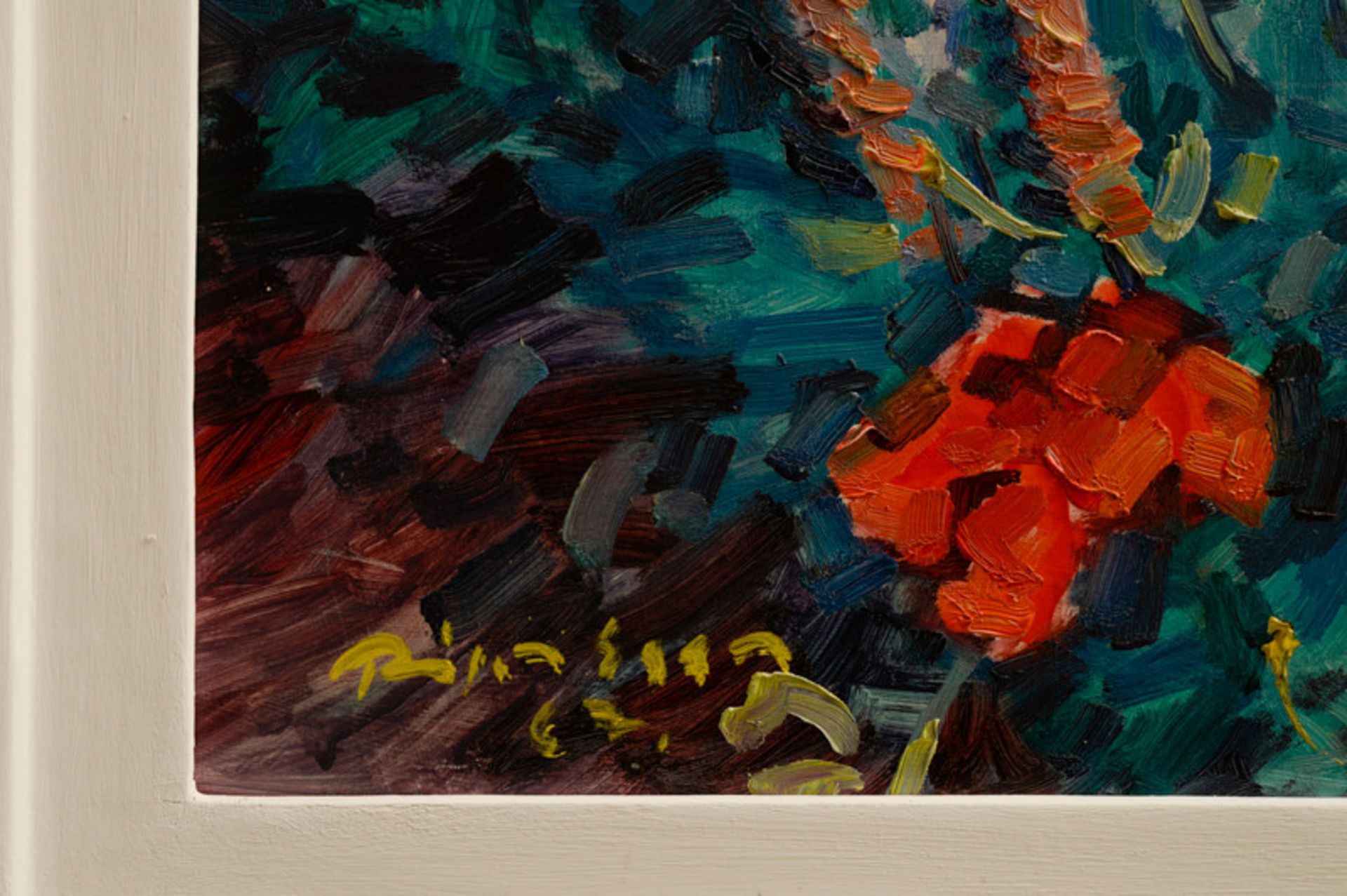 Richard Eggers (1905 - 1995) - Öl auf Hartfaserplatte, "Blühende Blumen im Bauerngarten des - Bild 2 aus 2