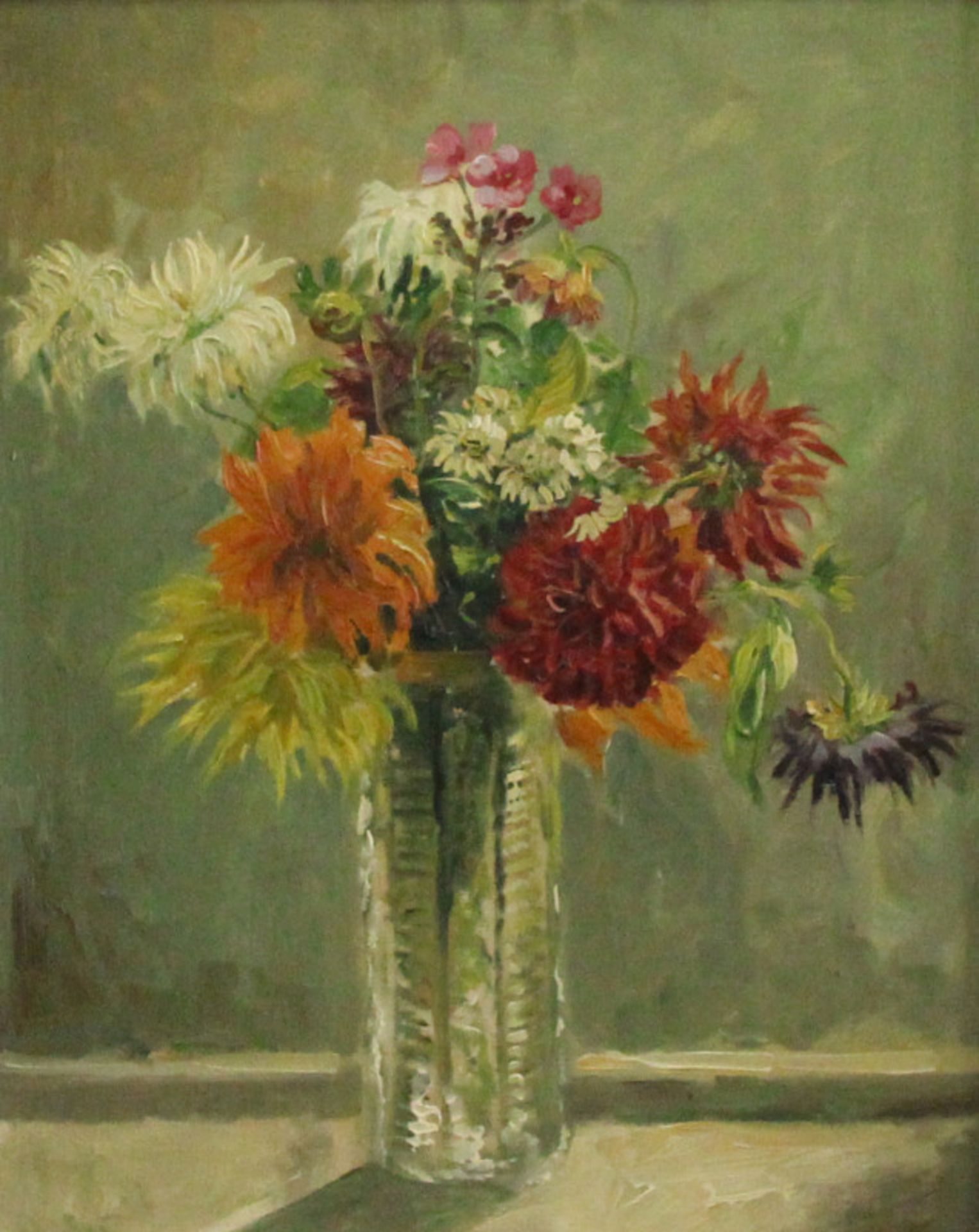 Wilhelmine Melzer (1868 - 1930) - Öl auf Leinwand, "Blumenstilleben in Stangenvase"unsigniert, guter - Bild 2 aus 3