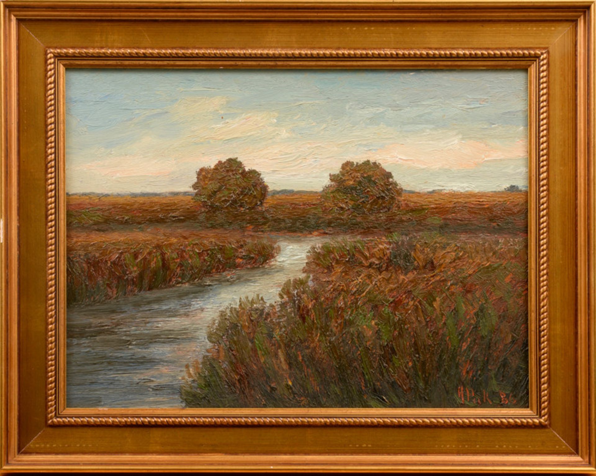 Hans Pick (1931 - 2014) - Öl auf Hartfaserplatte, "Herbst im Worpsweder Moor", (19)86unten rechts