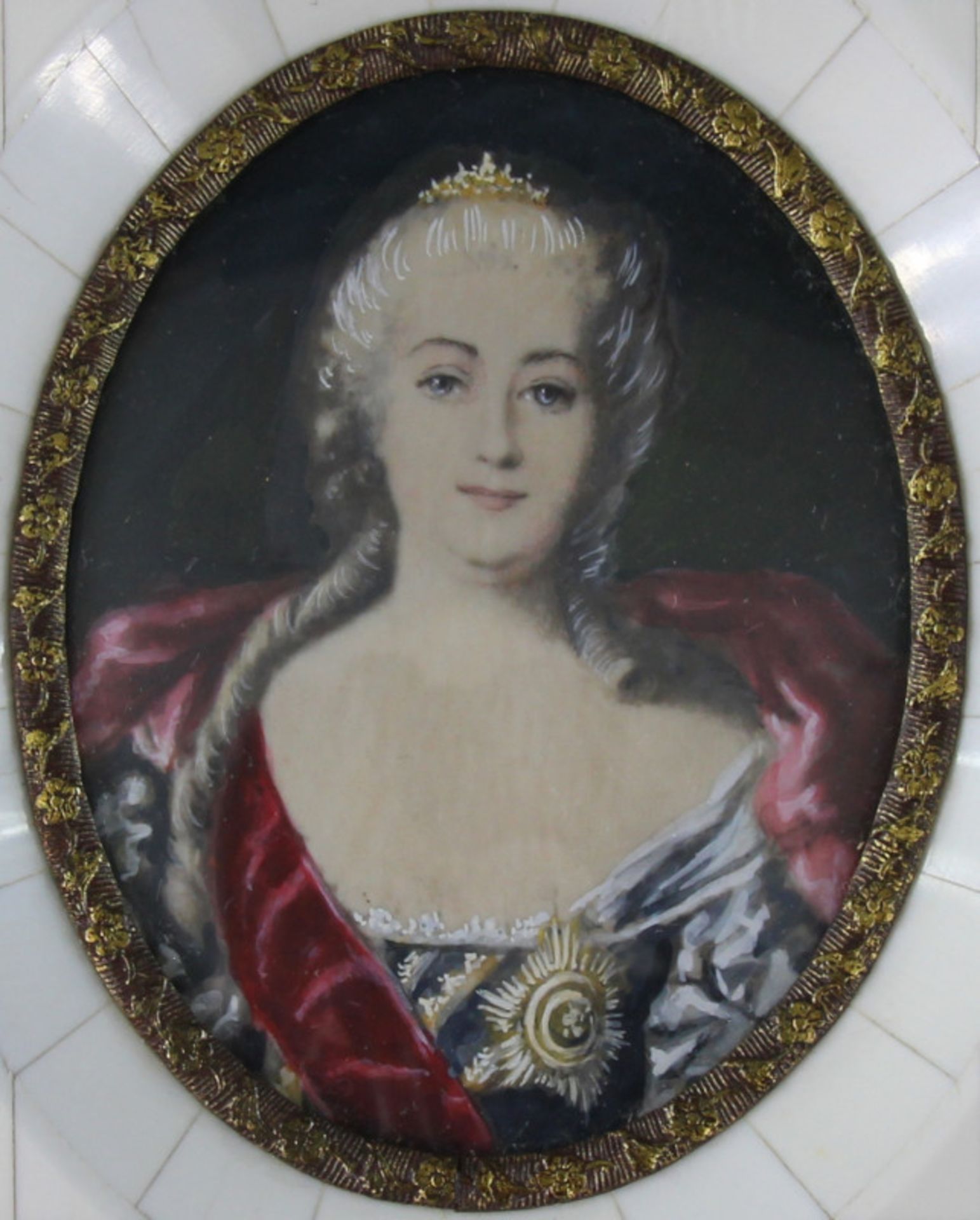 Miniatur, "Katharina die Große (1729 - 1796)"unsigniert, guter Erhaltungszustand, Bildmaße: 8,5cm - Bild 2 aus 2