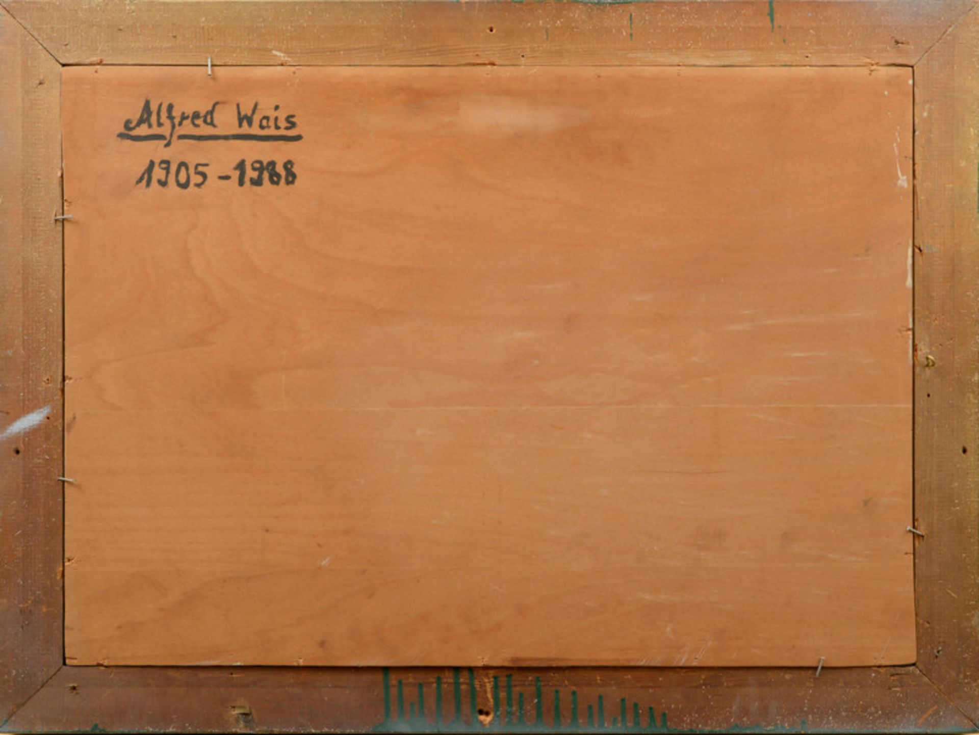 Alfred Wais (1905 - 1988), Öl auf Holz - "Flanierende Personen unter roter Sonne"verso auf dem - Image 3 of 3