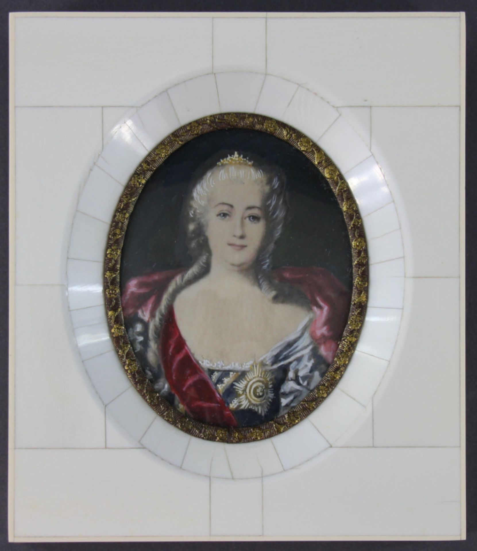 Miniatur, "Katharina die Große (1729 - 1796)"unsigniert, guter Erhaltungszustand, Bildmaße: 8,5cm