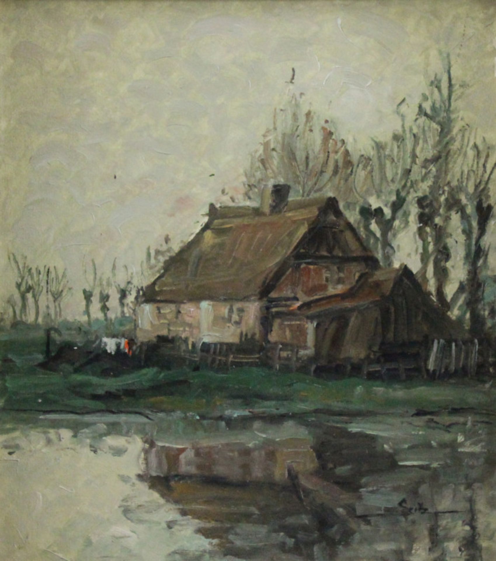 Philipp Karl Seitz (1901 - 1982) - Öl auf Malkarton, "Marsch-Motiv (Ochsenwerder)", 1965unten rechts - Bild 2 aus 3