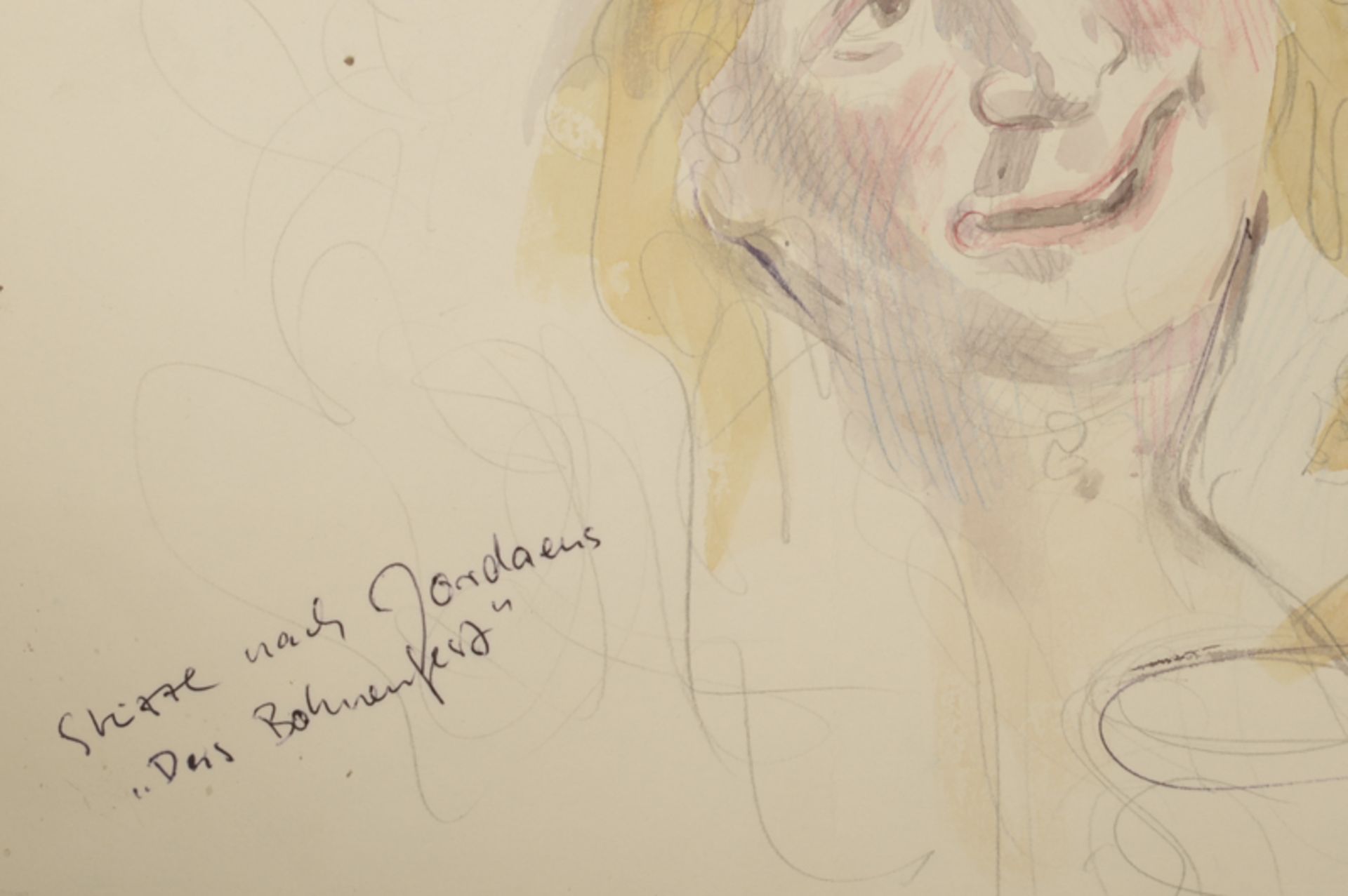 Peter Grochmann (1956 - 2009) - Aquarell über Bleistift auf Papier, "Skizze nach J. Jordaens (1593 - - Bild 2 aus 3