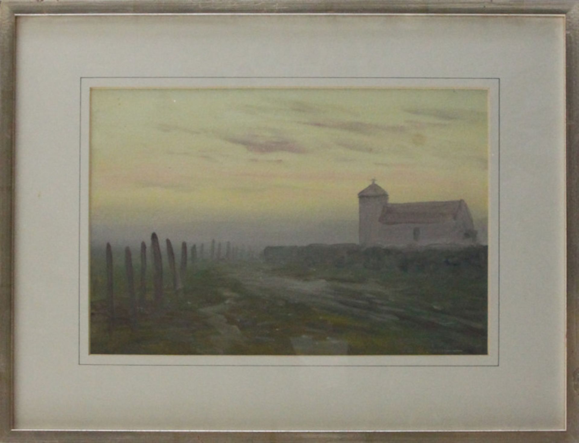 Friedrich Wilhelm Schwinge (1852 - 1913) - Gouache auf Papier, "Keitumer Kirche auf Sylt im