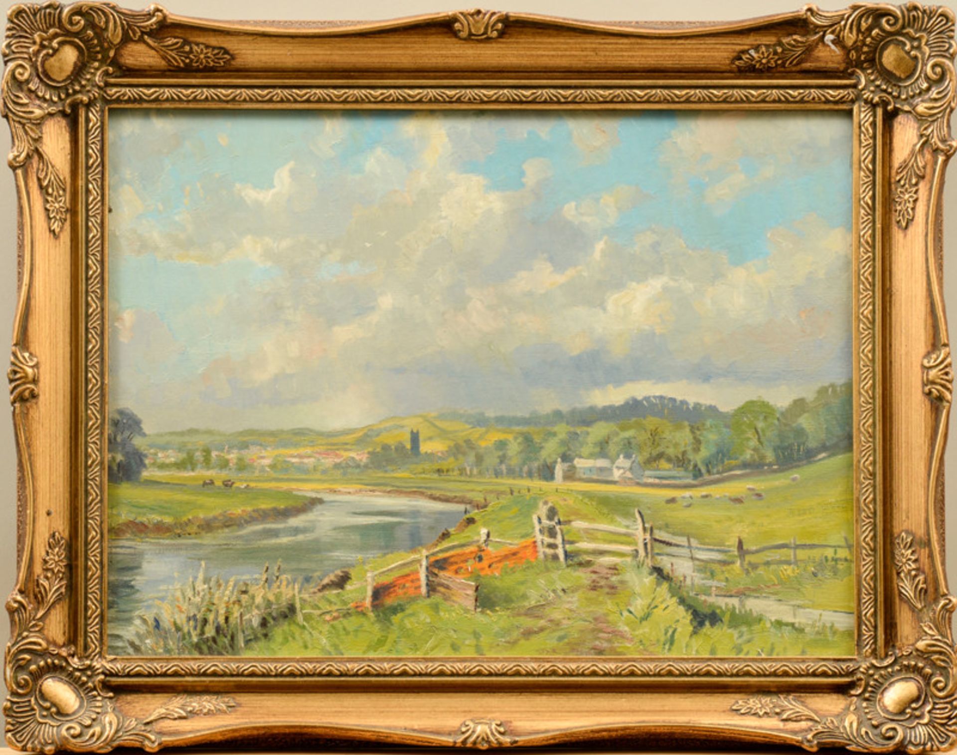 Robert C.D. Lowry (1924 - 2011) - Öl auf Leinwand, "Landschaft in der Nähe von Barnstaple, England"