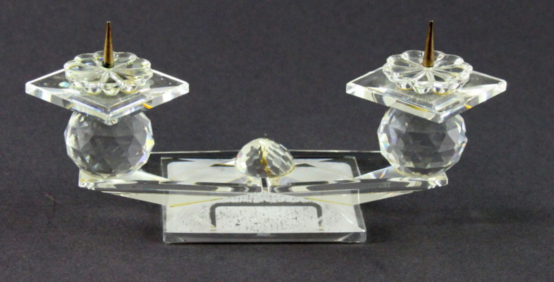 2-flammiger Swarowvski Kristall Kerzenleuchtersigniert, aufwendiger Schliff, guter Zustand, Höhe: