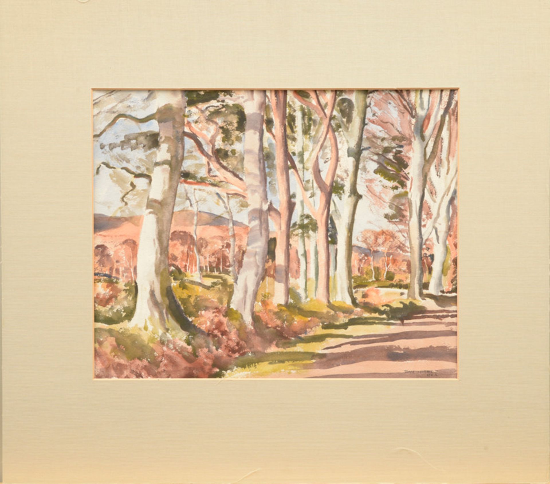 Tom Nisbet R.H.A (1909 - 2001) - Aquarell auf Papier, "Road to Enniskerry"unten rechts in Rot
