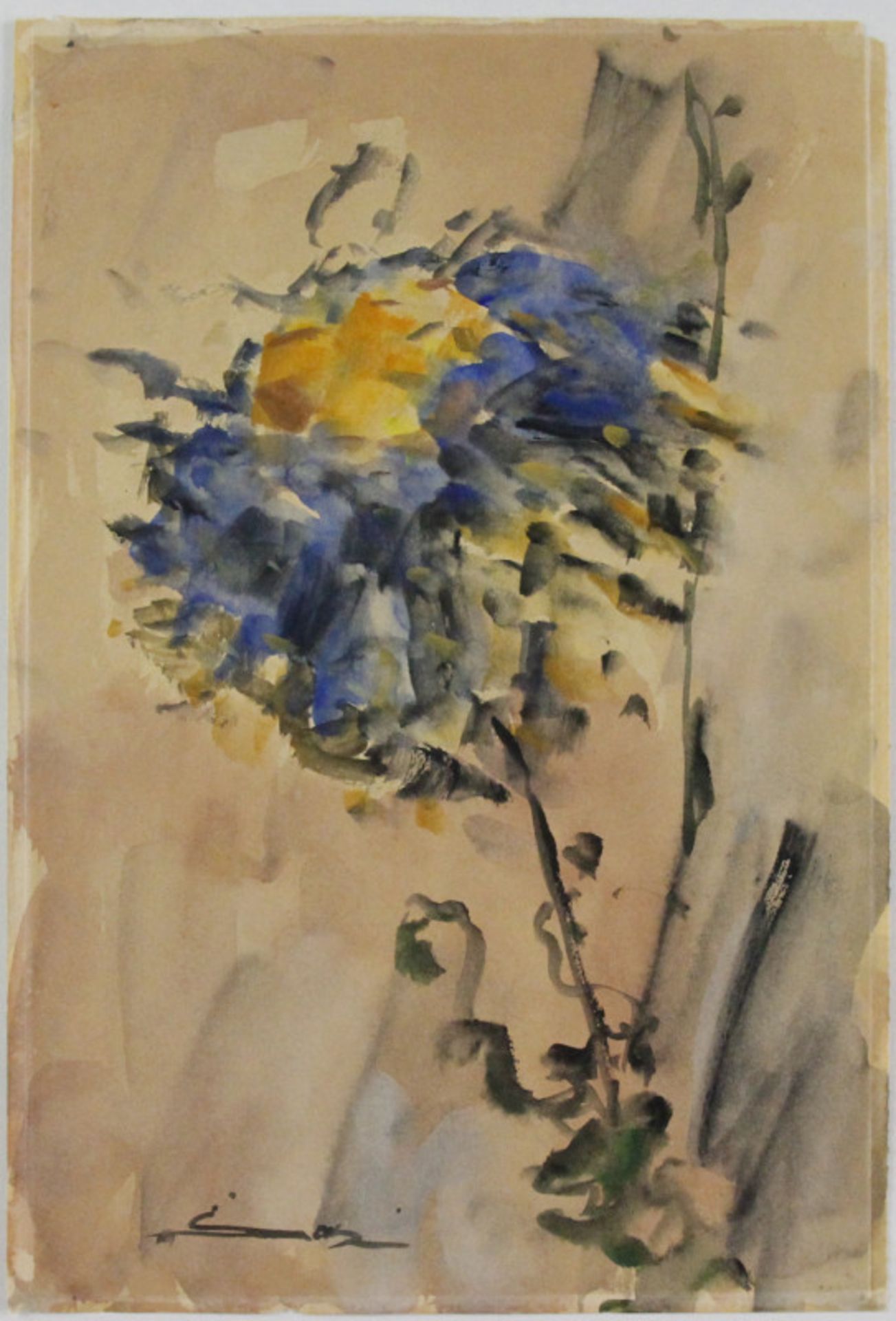 Philipp Karl Seitz (1901 - 1982) - Aquarell auf Papier, "Stilleben mit blau/gelber Blume"unten
