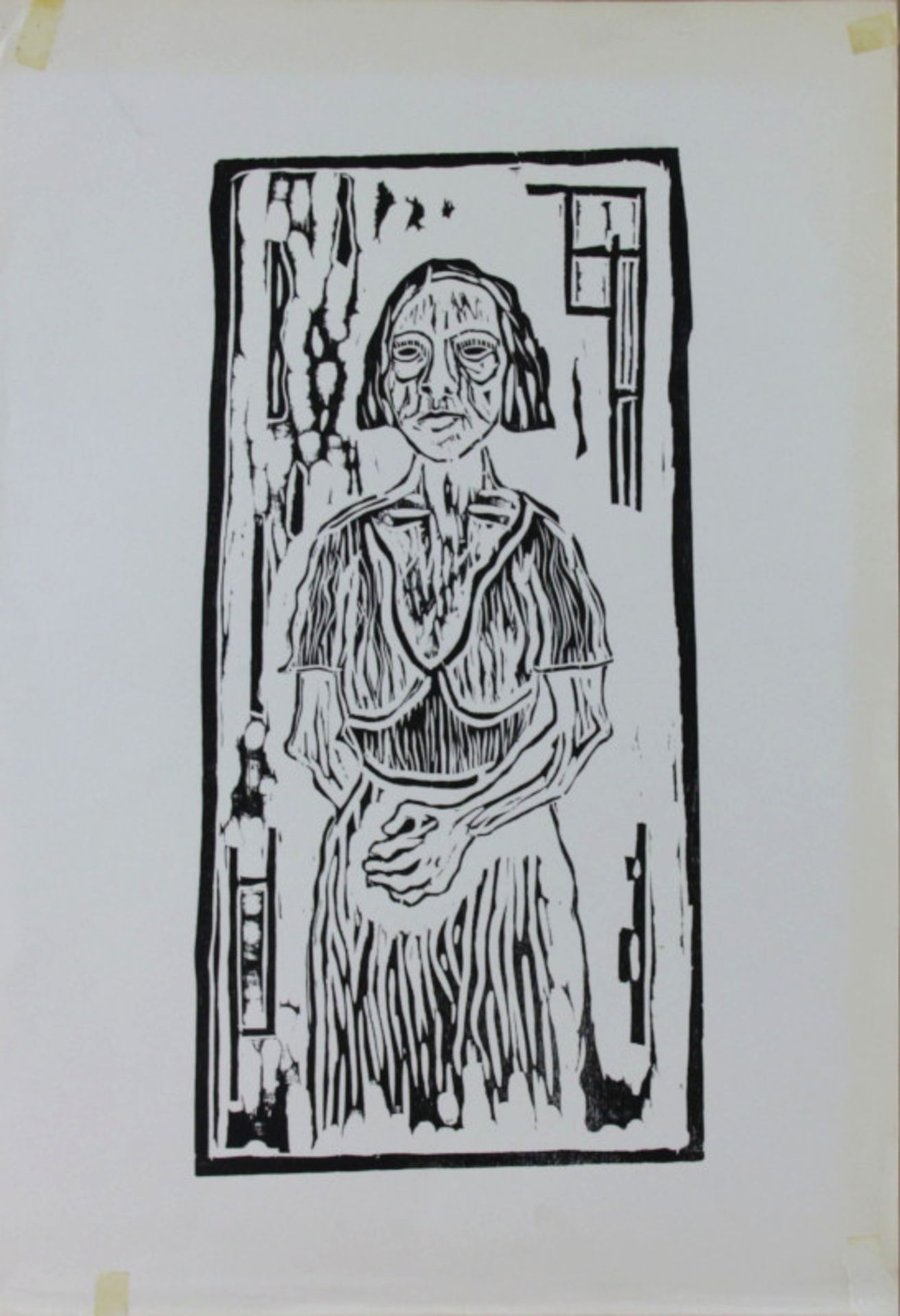Wilhelm Webels (1896 - 1972) - Original Holzschnitt auf Papier, "Frauenfigur", 60er Jahre des 20.