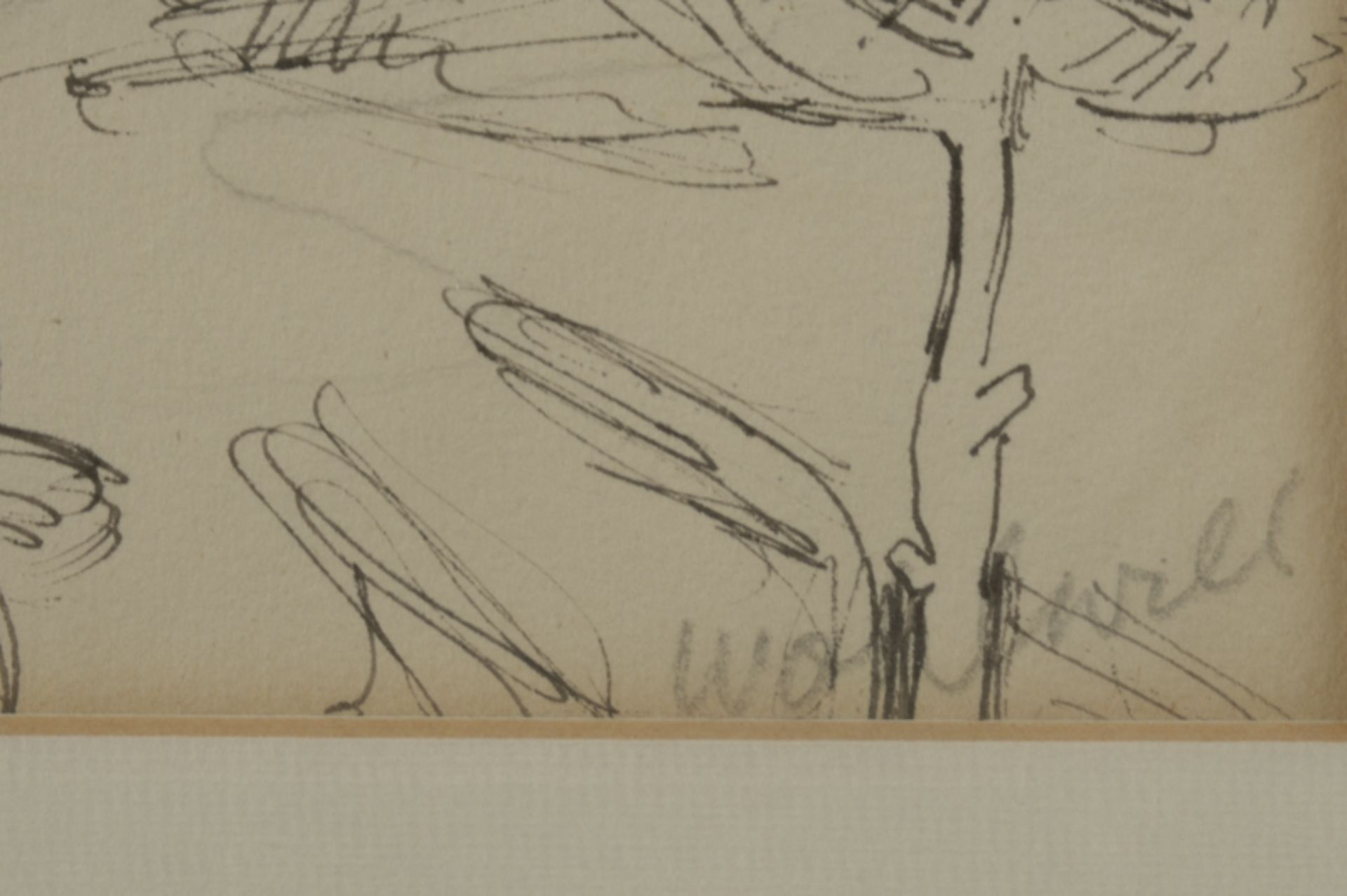 Gretchen Wohlwill (1878 - 1962) - Federzeichnung auf Papier, "Landschaft mit Berg"unten rechts mit - Image 2 of 2