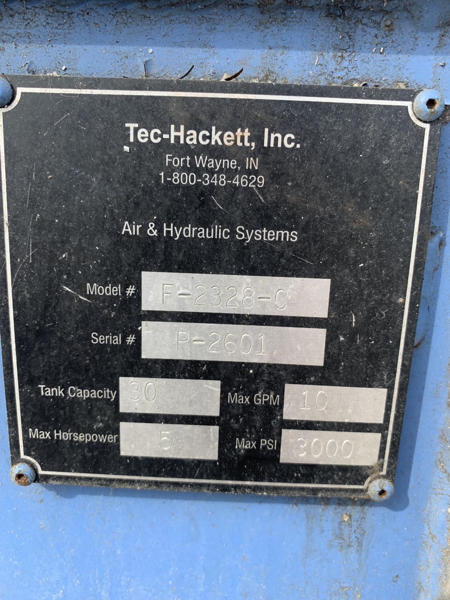 Tec-Hackett Model F-2328-C Hyrdraulic Unit. Serial Number P-2601 - Image 2 of 5