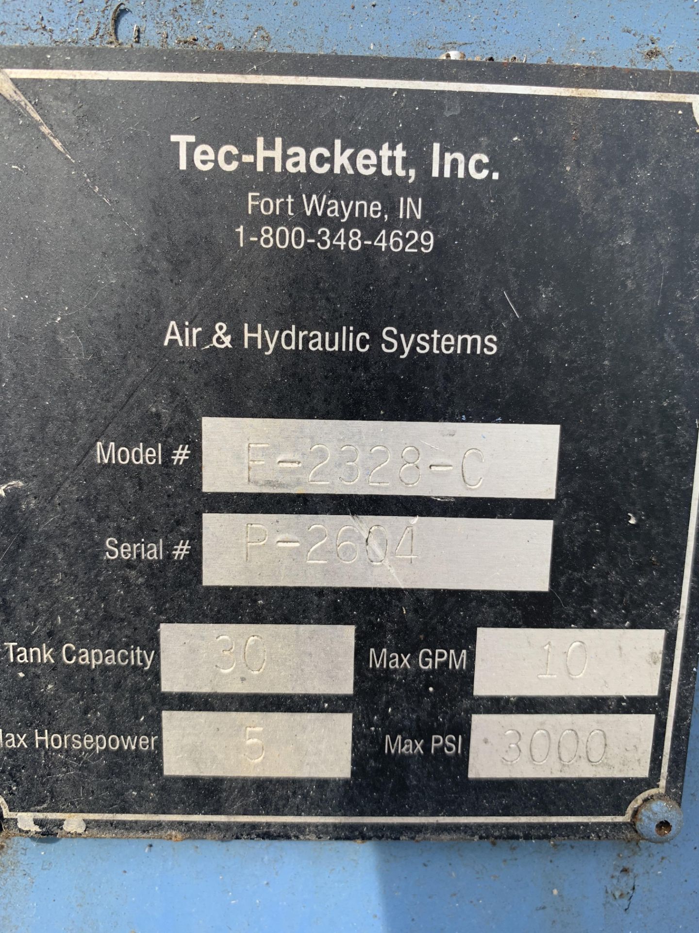 Tec-Hackett Model F-2328-C Hyrdraulic Unit. Serial Number P-2604 - Image 2 of 5