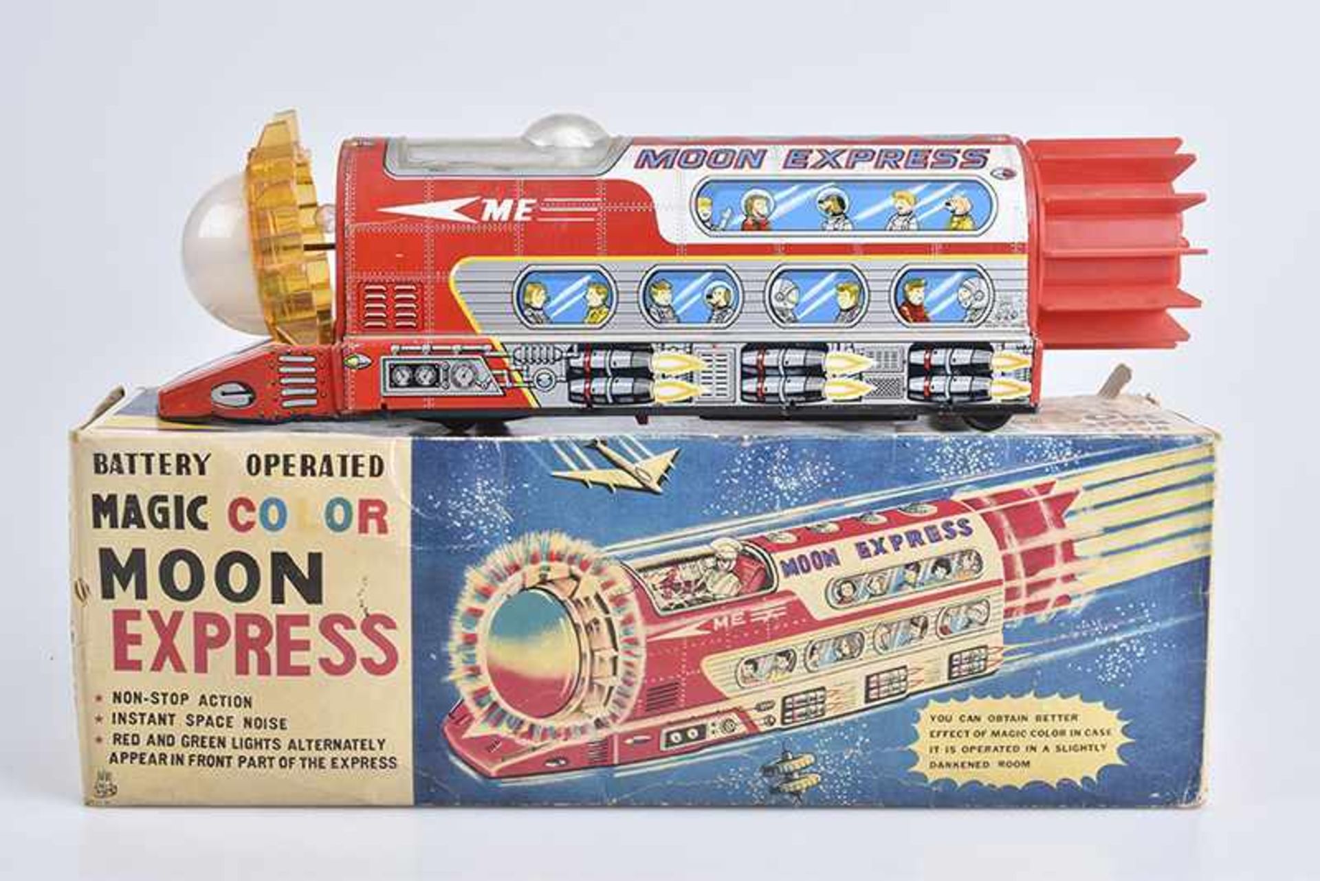 TOKYO PLAYTHING SUMIDA (TPS) Moon Express, 60er Jahre, Made in Japan, lithographiert, L 37 cm, BA,