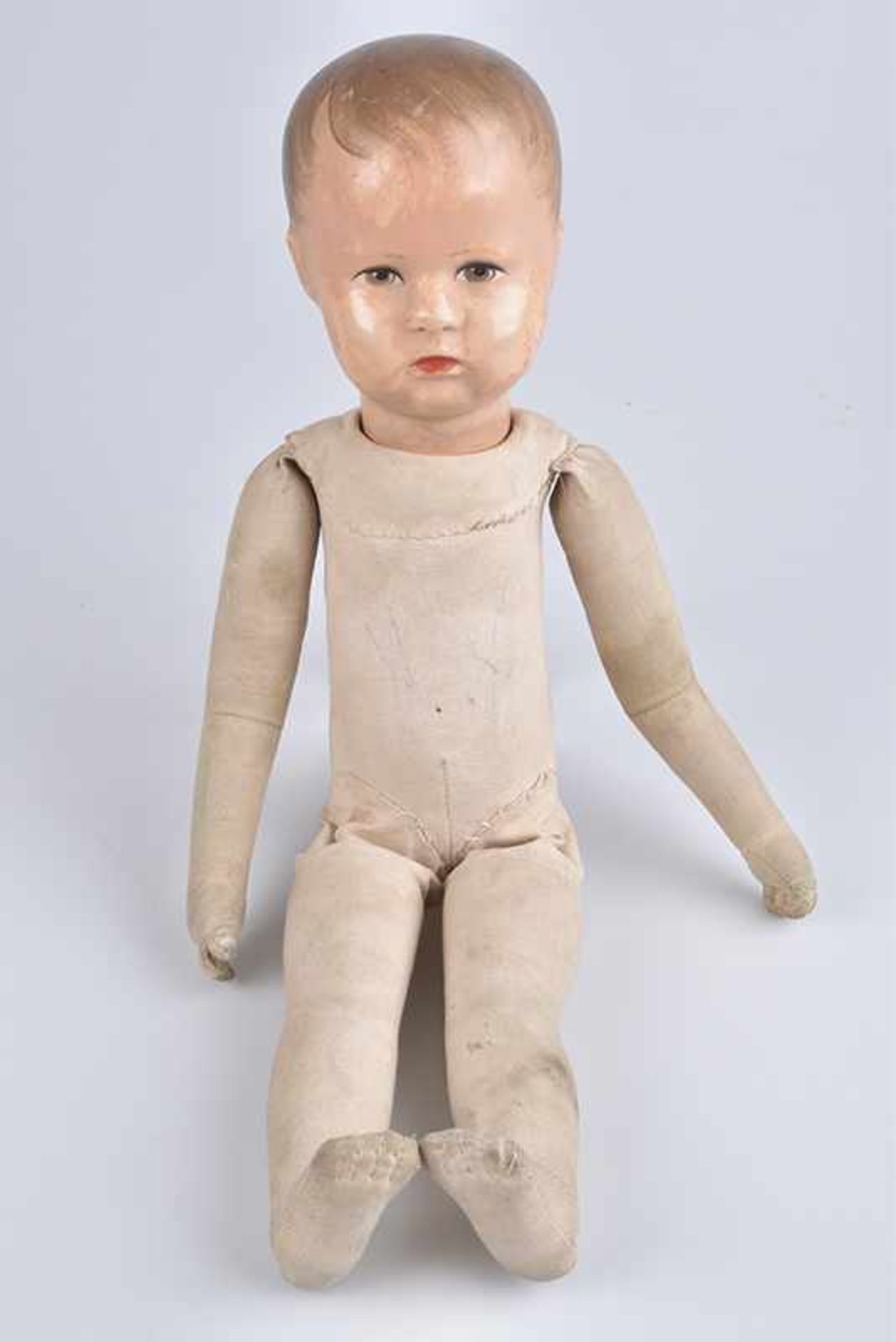 KÄTHE KRUSE Puppe, wohl Typ XII, mit "Hampelchen"-Körper, Kunststoff-Kurbelkopf mit braunen Augen - Bild 2 aus 2