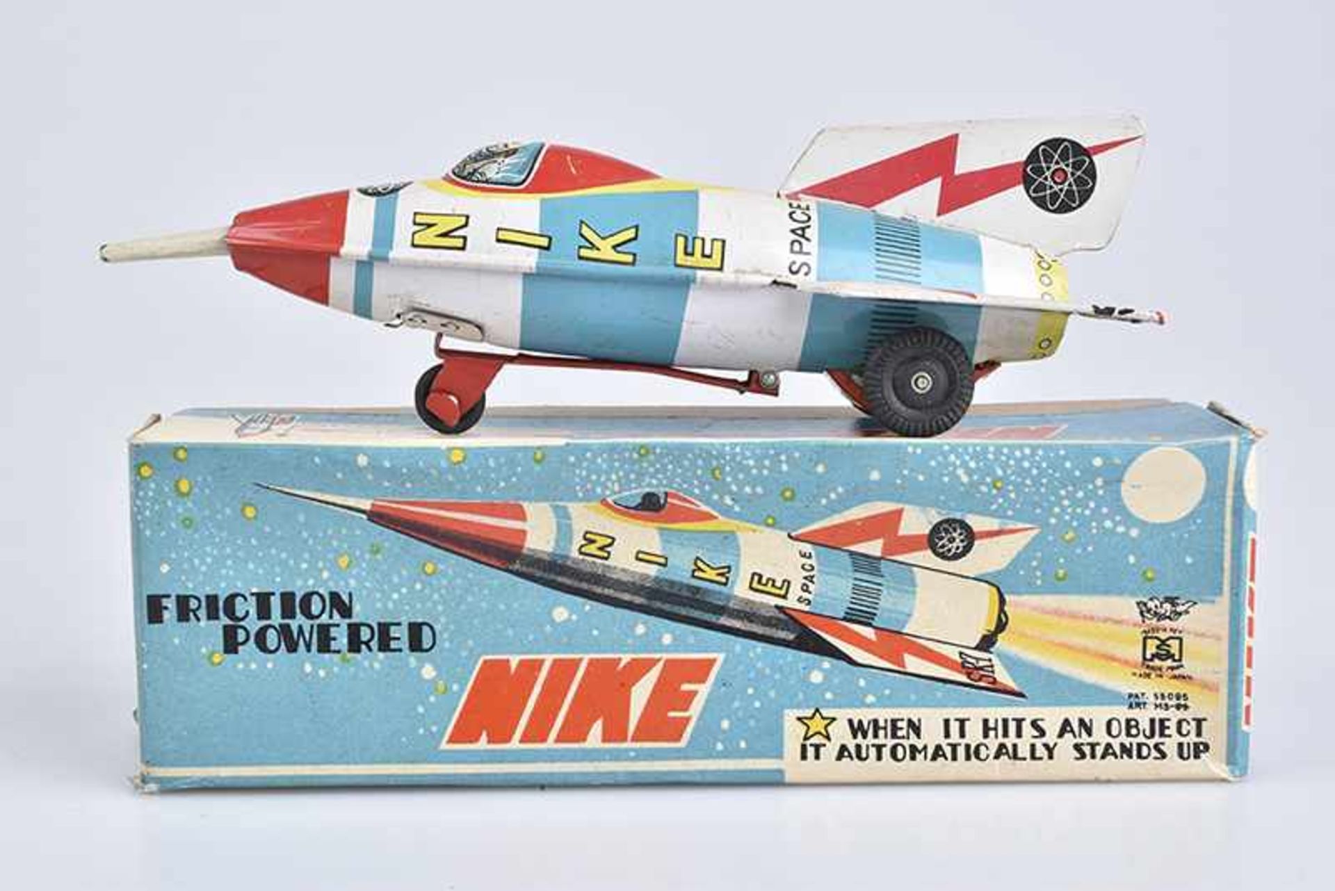 MASUYA TOY Nike Space Rocket SR-7, Made in Japan, 60er Jahre, Blech, lithographiert, L 19 cm,