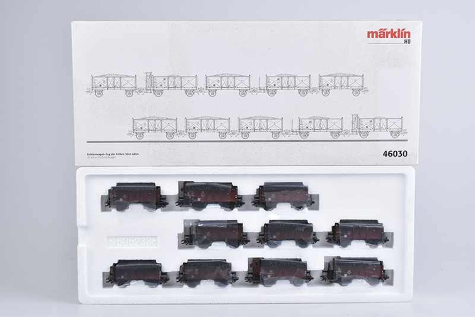 MÄRKLIN Güterwagenset 46030, H0, 10 Kohlewg. der DR und DB, unterschiedliche BN, 2x mit Bremserhaus,