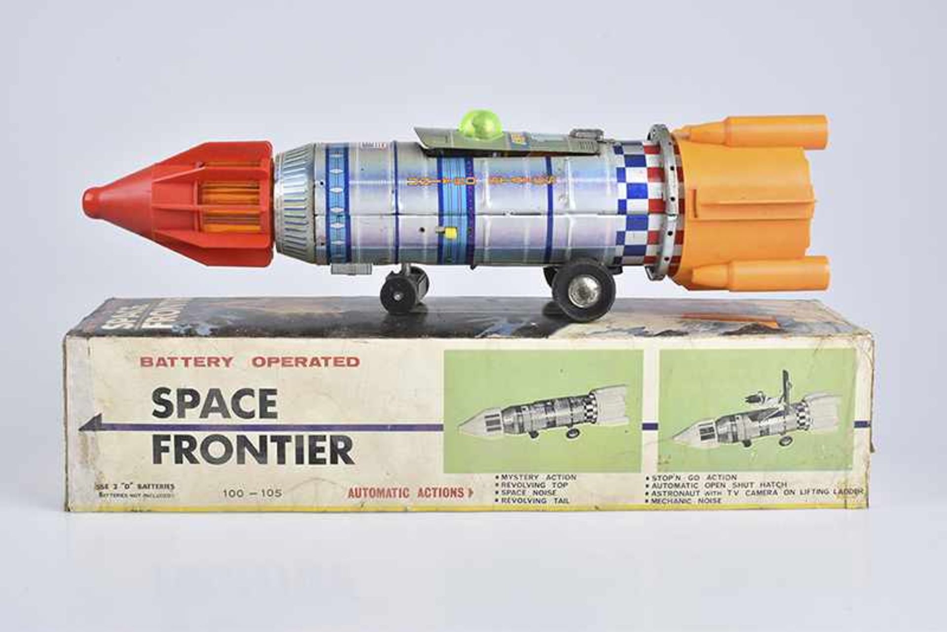 YOSHINO TOY CO. Space Frontier, 60er Jahre, Made in Japan, Blech/ Kunststoff, lithographiert, L 45