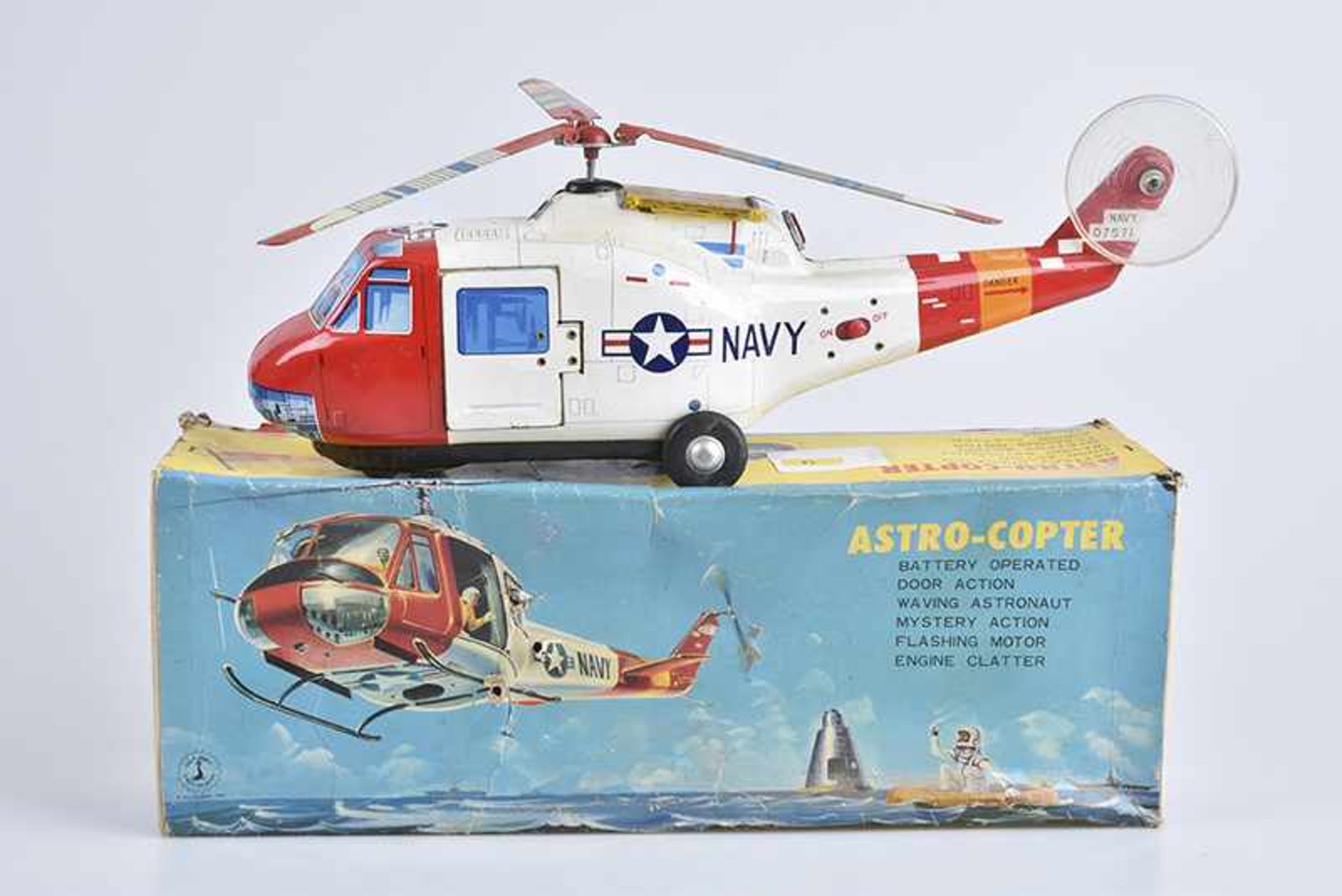 TOMIYAMA Astro-Copter, 60er Jahre, Made in Japan, Blech, lithographiert, L 36 cm, BA,