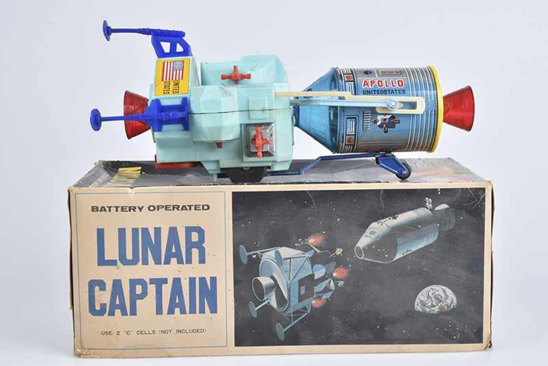 T.N Lunar Captain, 60er Jahre, Made in Japan, Blech/ Kunststoff, lithographiert, H 28 cm, BA, Z 2,