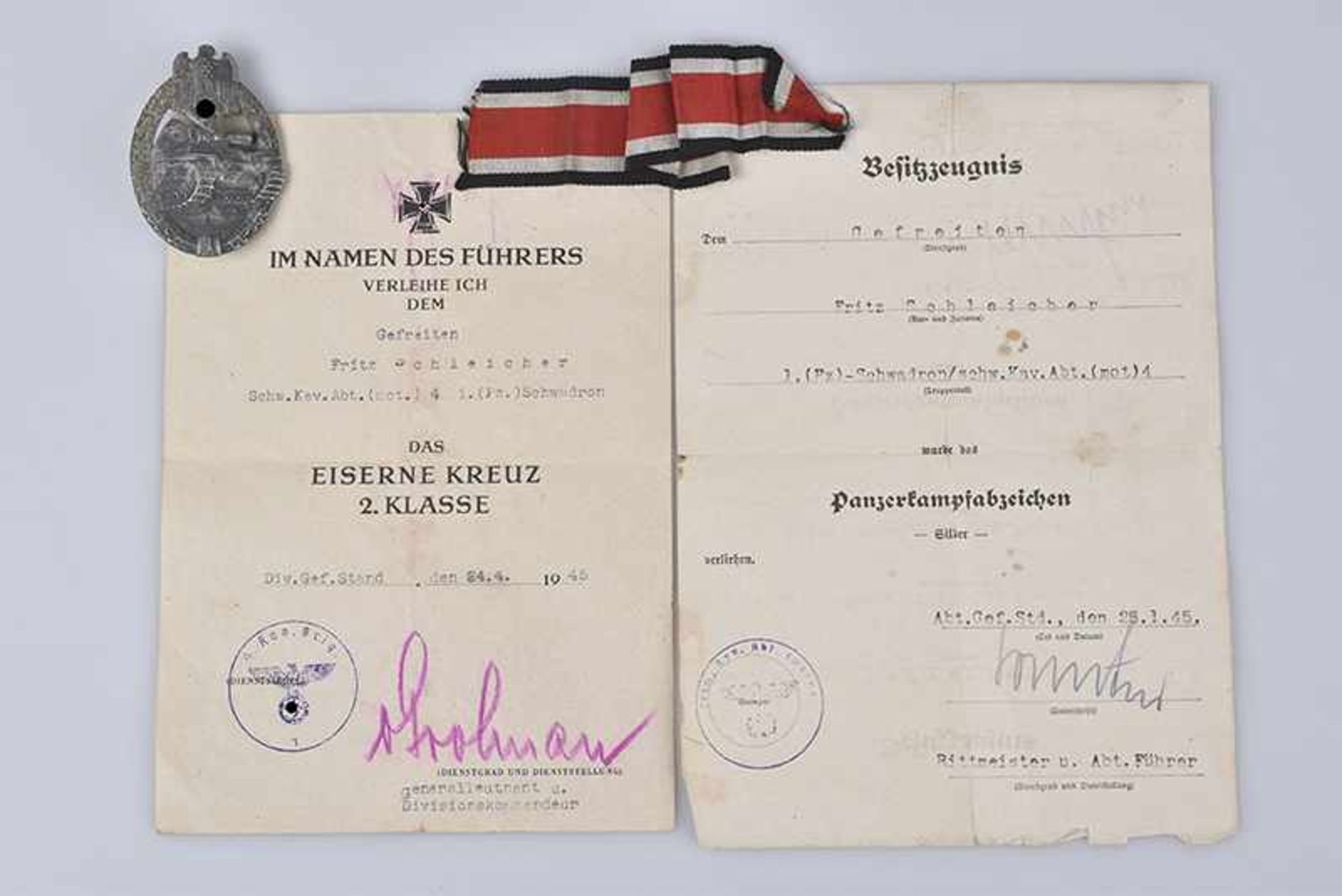 Orden WK II, Panzerkampfabzeichen, in Silber, massiv, Hersteller R.R.S., Rudolf Richter Schlag,