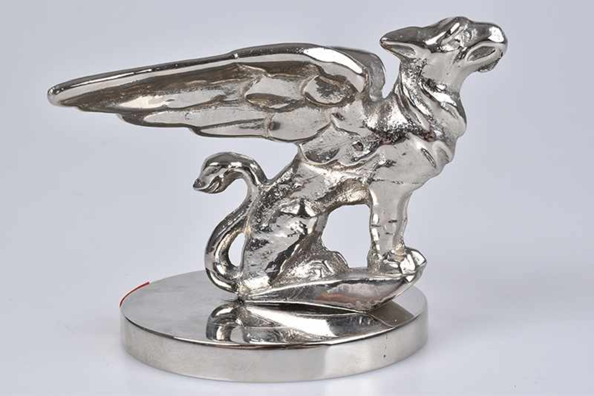 Emblem/ Kühlerfigur/ Car Mascot Greif, Metall, verchromt, H 7 cm, auf Metallsockel, Z 1-2