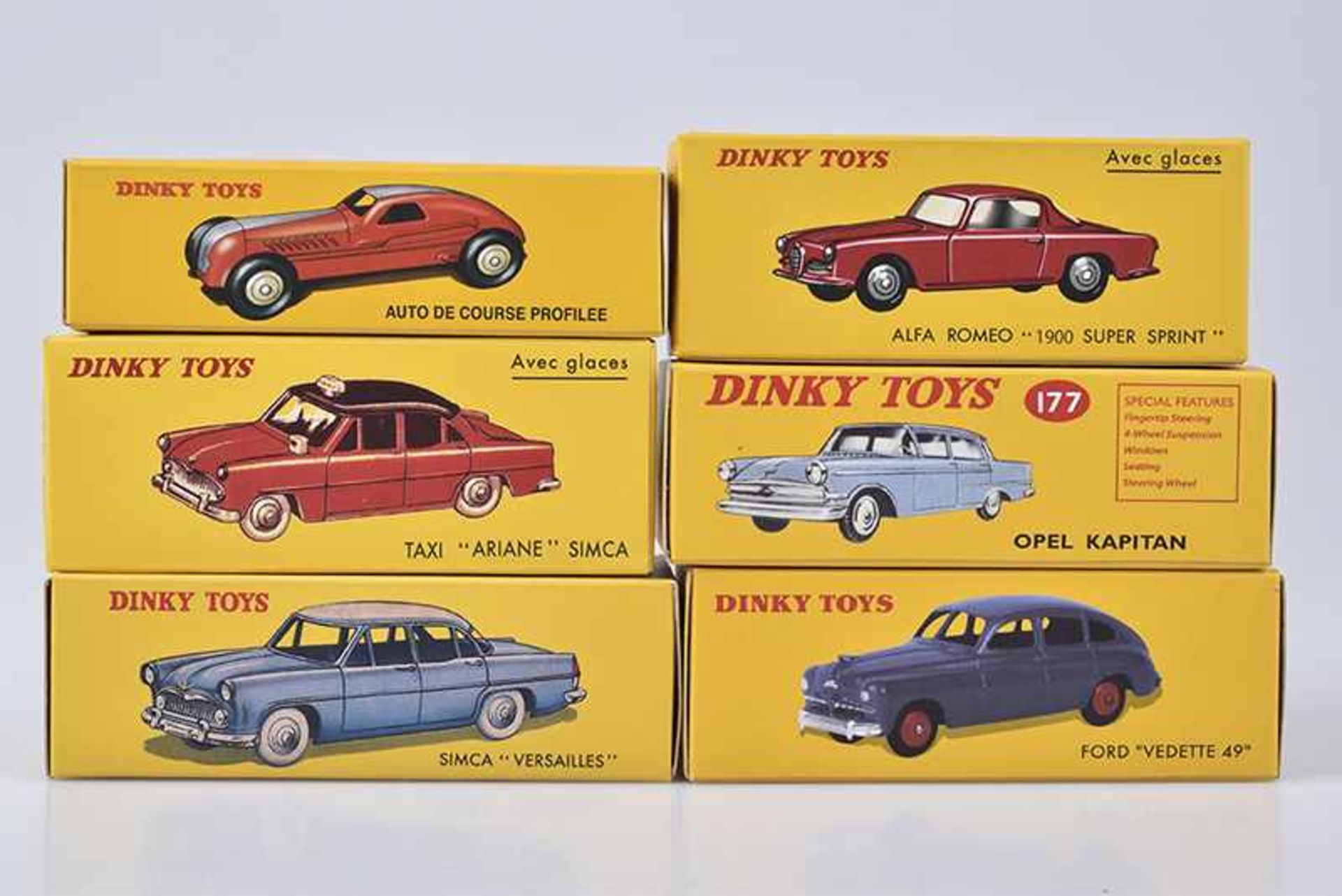 Konv. 6 DINKY TOYS Modellautos, Repliken, Editions ATLAS, M 1:43, Alfa Romeo "1900 Super Sprint",