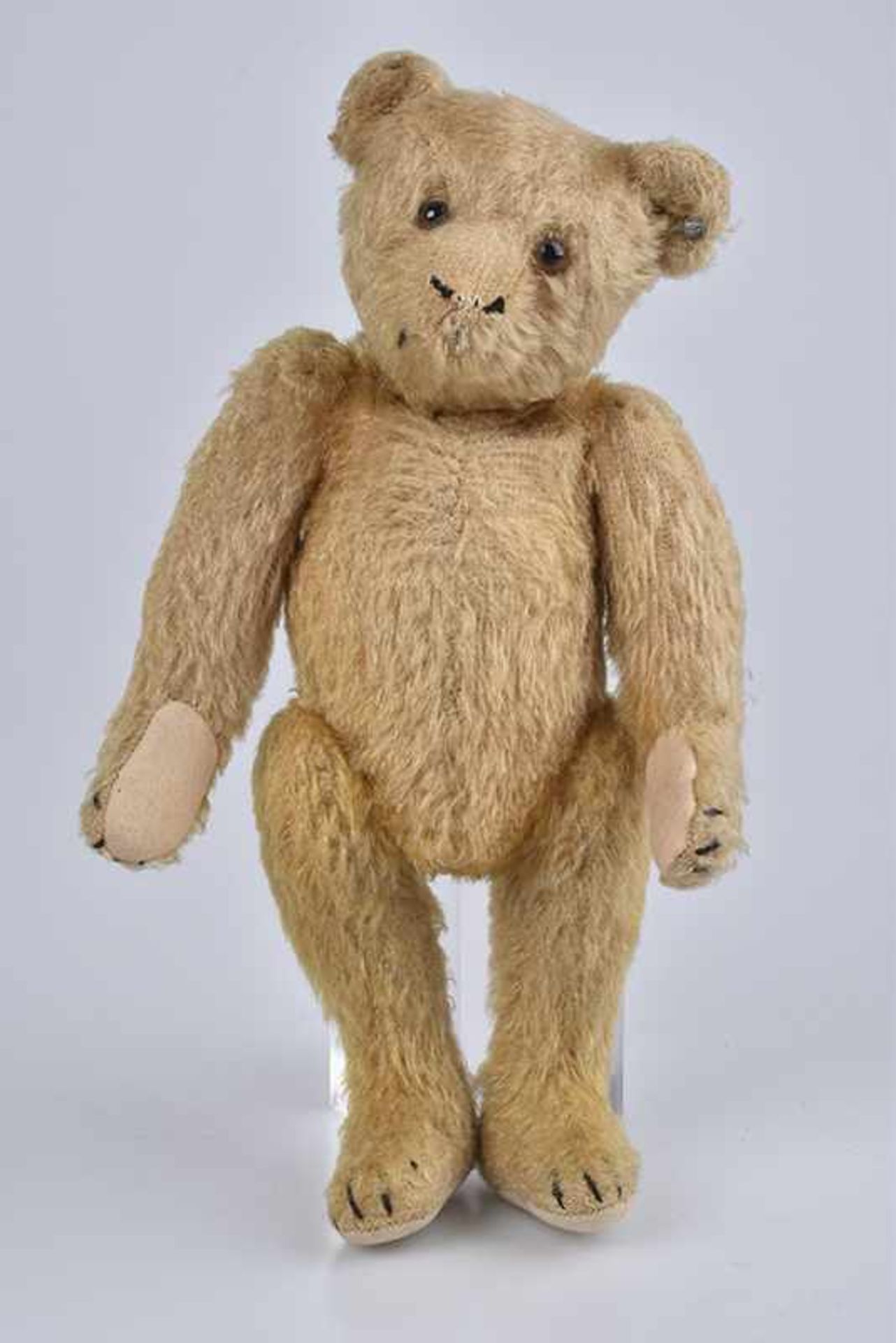 STEIFF Teddy, um 1910, mit Knopf, Mohair, blond, 24 cm, 5-fach gegliedert, 24 cm, Pfotenfilz und