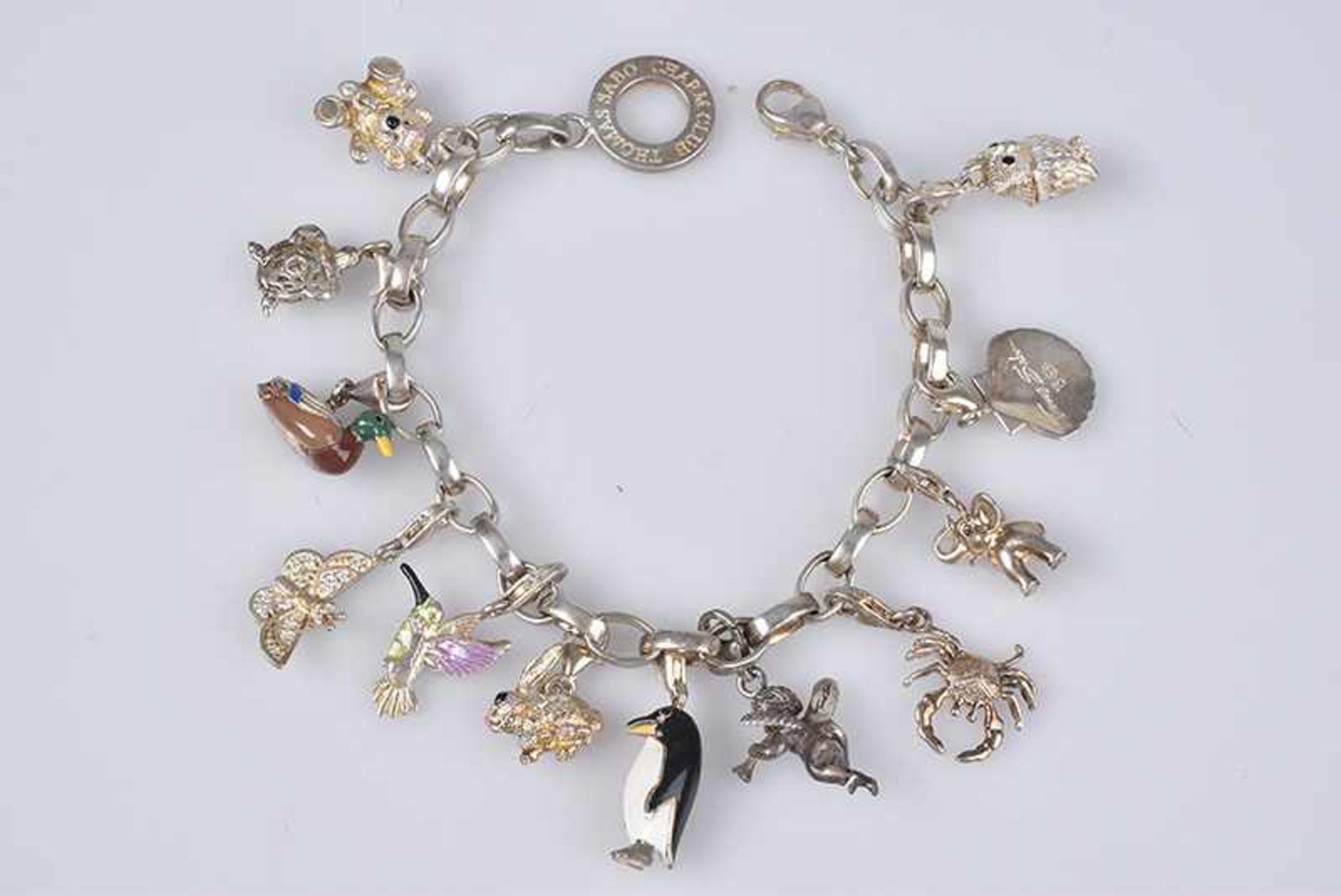 THOMAS SABO Bettelarmband Siber gest. 925, 11 Anhänger mit Tiermotiven, darunter Kolibri, Pinguin