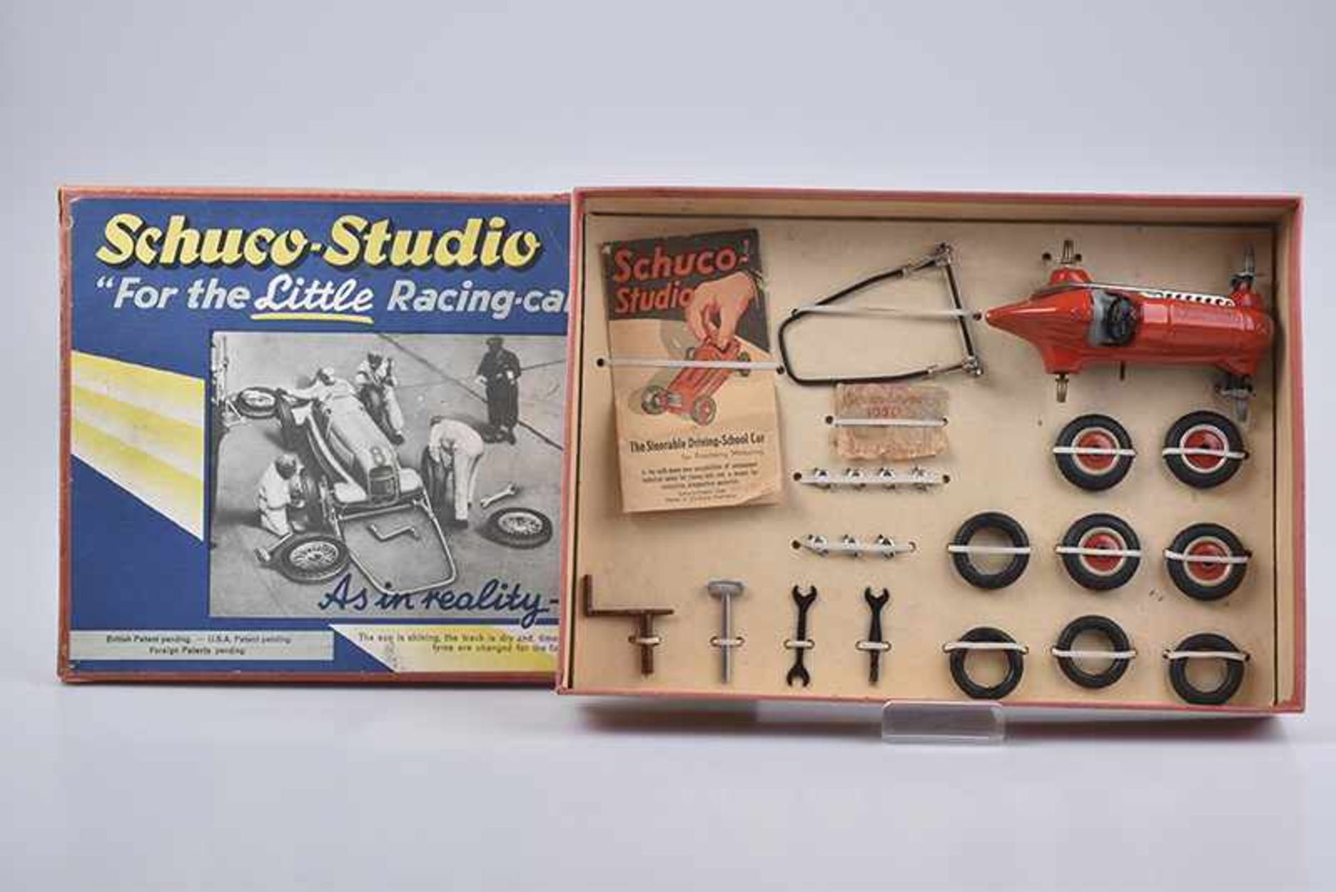 SCHUCO 1060 Studio Baukasten, 1953, Made in US-Zone Germany, U.S.A Patent, Blech, Schuco Studio "For