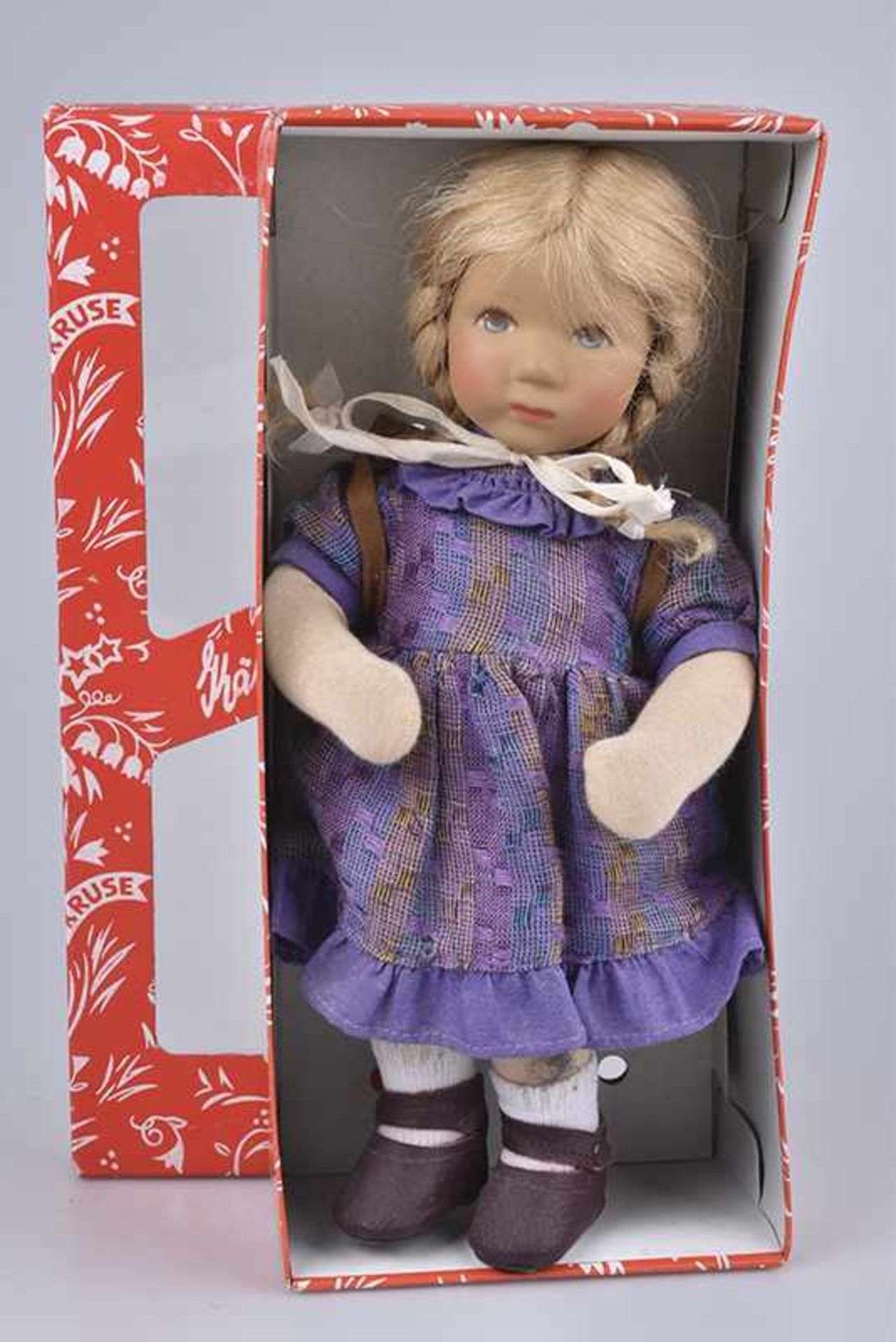 Käthe Kruse Puppe Däumlinchen, "Jenny", Modell Hanne Kruse, Kunststoffkopf, gemaltes Gesicht,