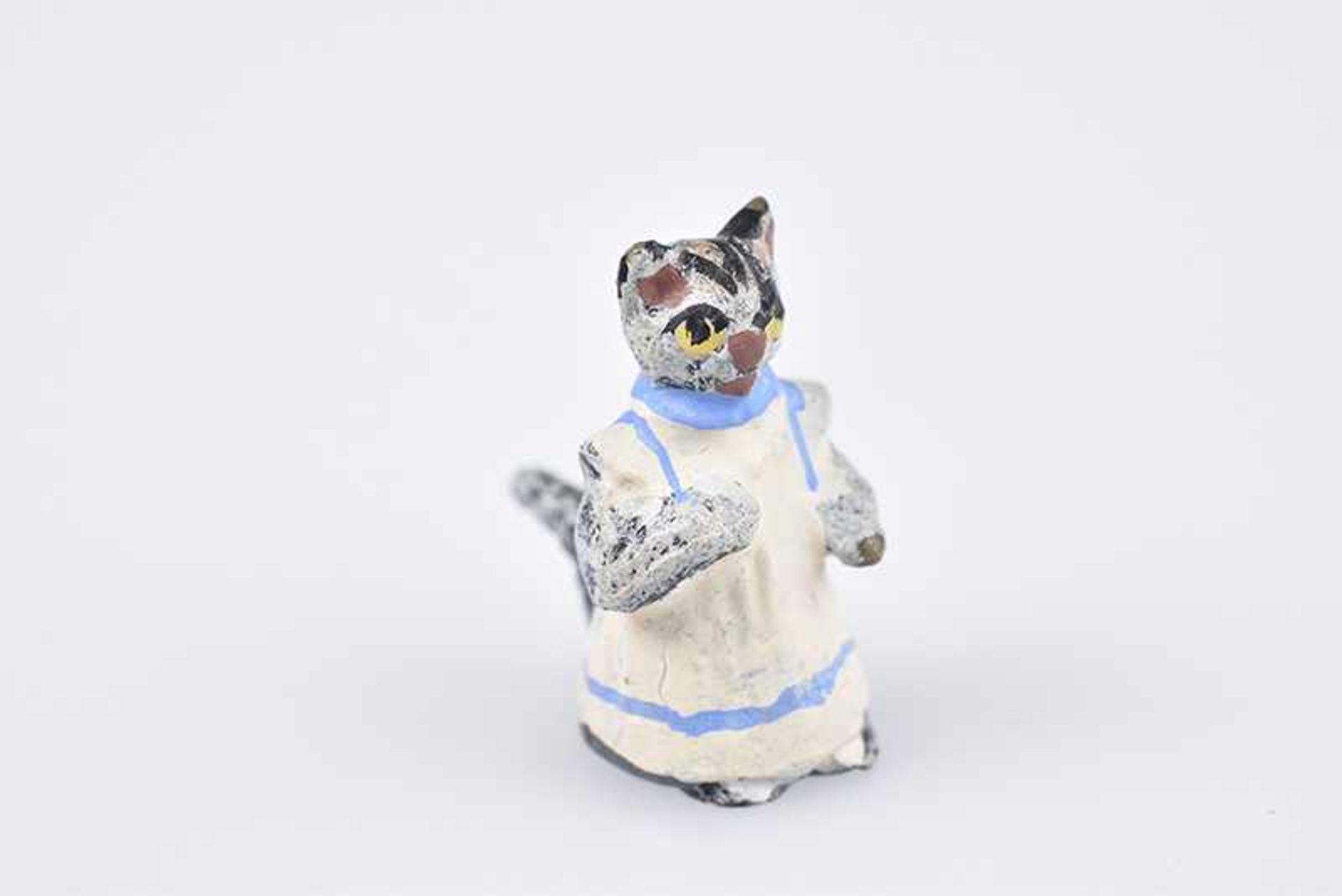 WIENER BRONZE Miniatur Katze, polychrom gefasst, undeutlich gepunzt Austria, H 1,5 cm, Z 1