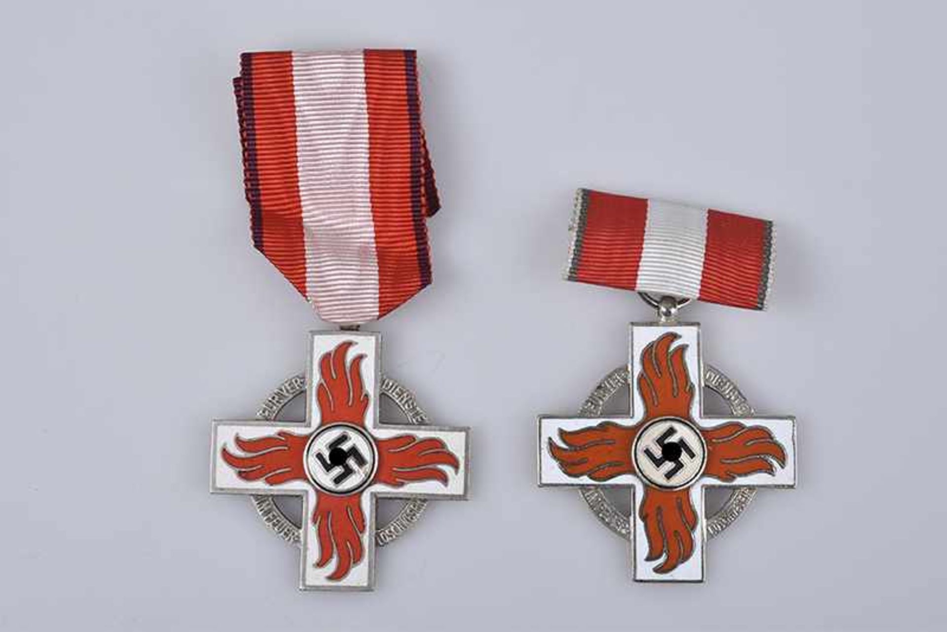 Konv. 2 Orden Reichsfeuerwehr, WK II, Ehrenzeichen 2.Klasse mit Band, Abzeichen Reichsfeuerwehr,