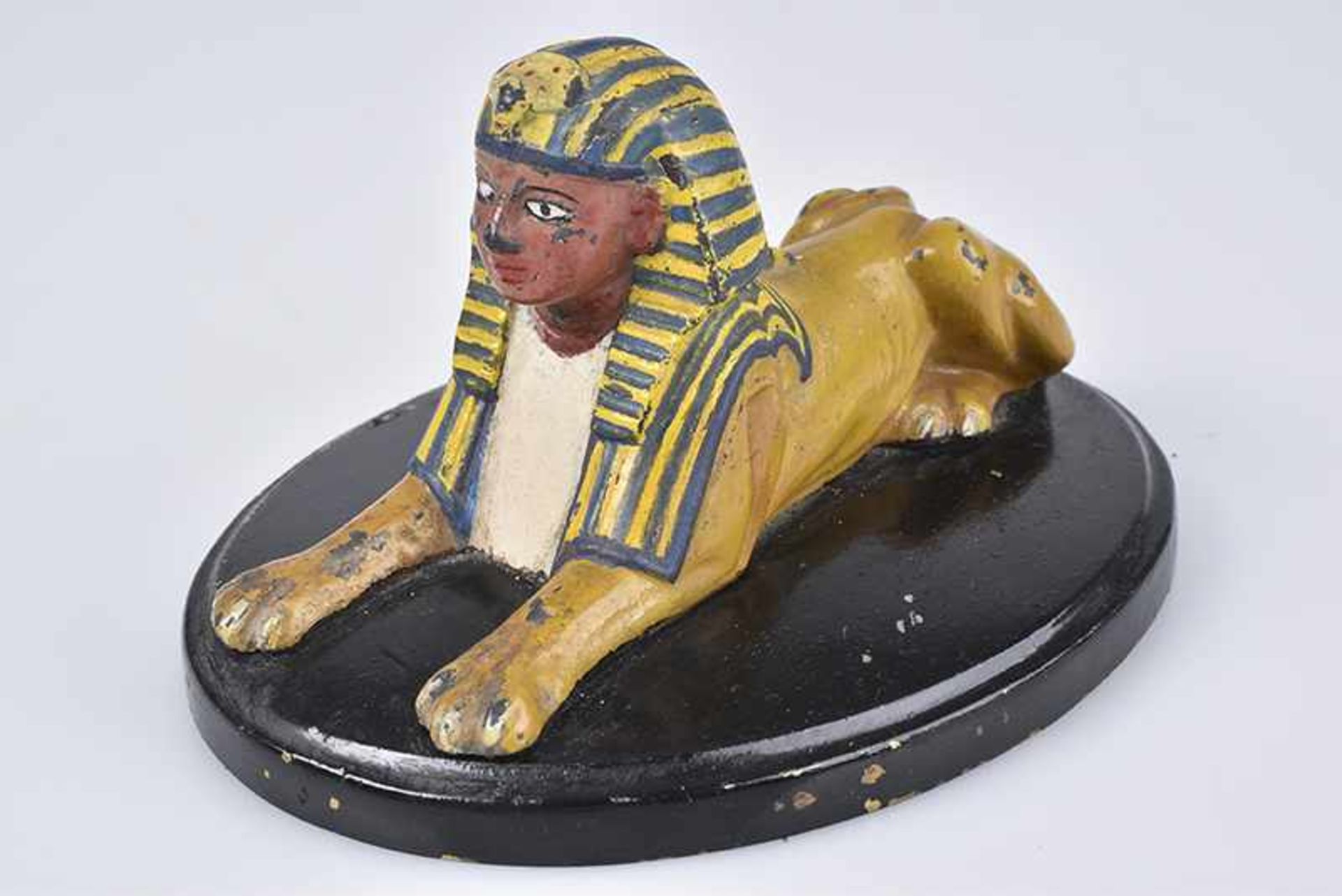 Emblem/ Kühlerfigur/ Car Mascot Armstrong Siddeley Sphinx, Metall, polychrom staffiert, L 11 cm, Z