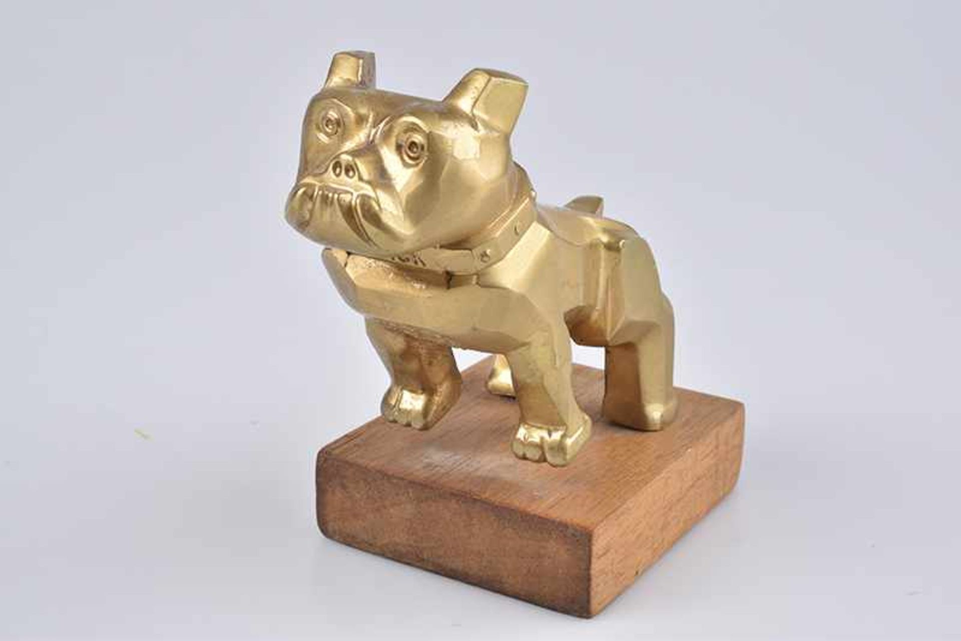 Emblem/ Kühlerfigur/ Car Mascot Mack LKW Bulldog, Mops, Design Patent 87931, 14MF45, vegoldet,