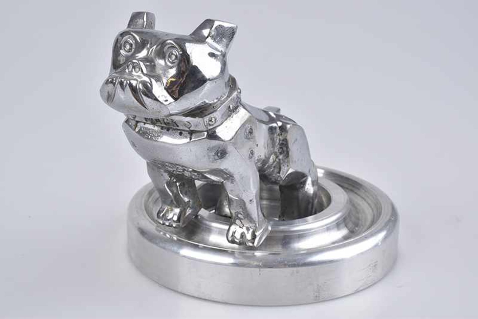 Emblem/ Kühlerfigur/ Car Mascot Mack Truck Bulldog, 1970-1980, Metall, verchromt, mit Aufschrift "