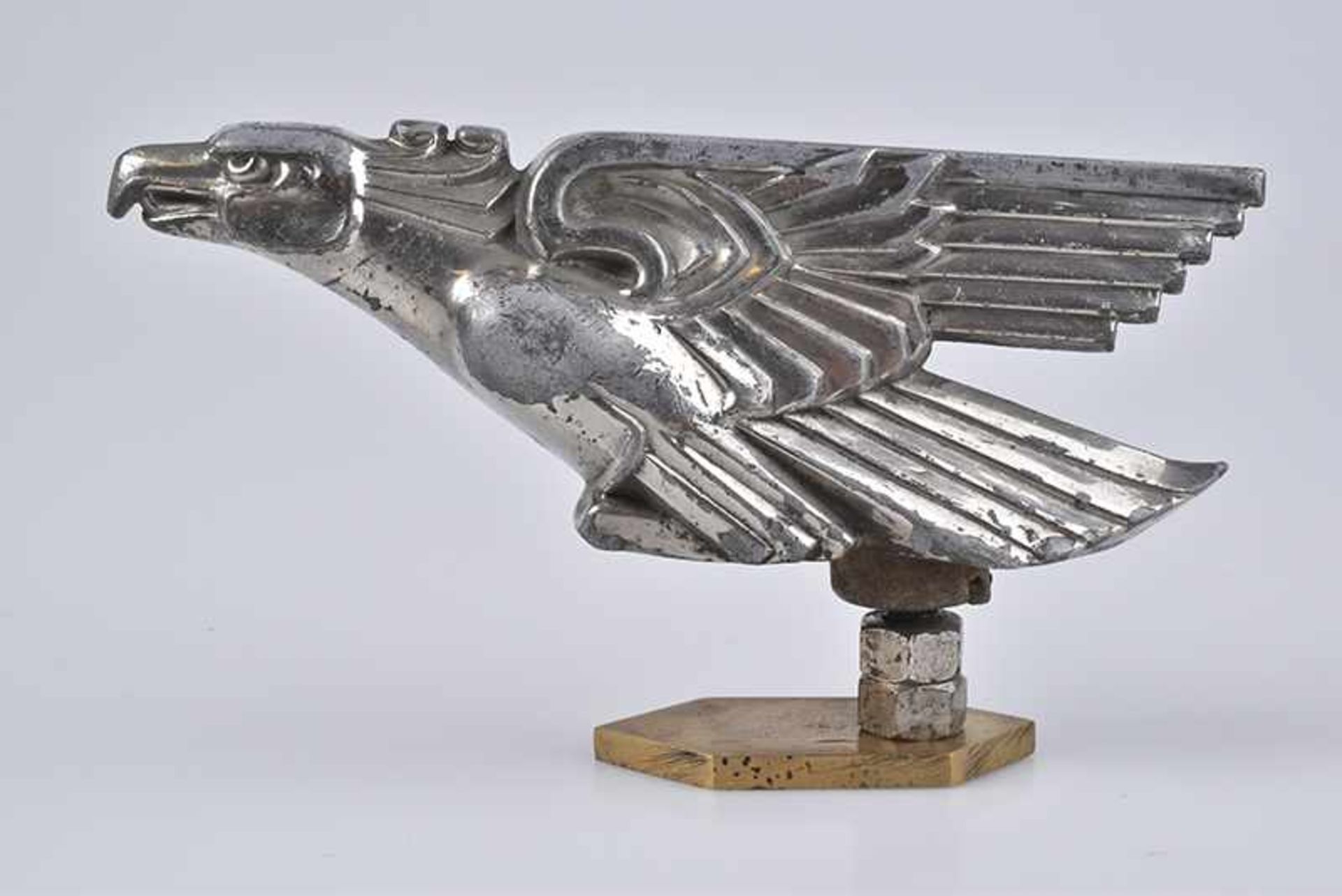 Emblem/ Kühlerfigur/ Car Mascot Adler, Metall, verchromt, 15 cm, auf Metallsockel montiert, LS, Z