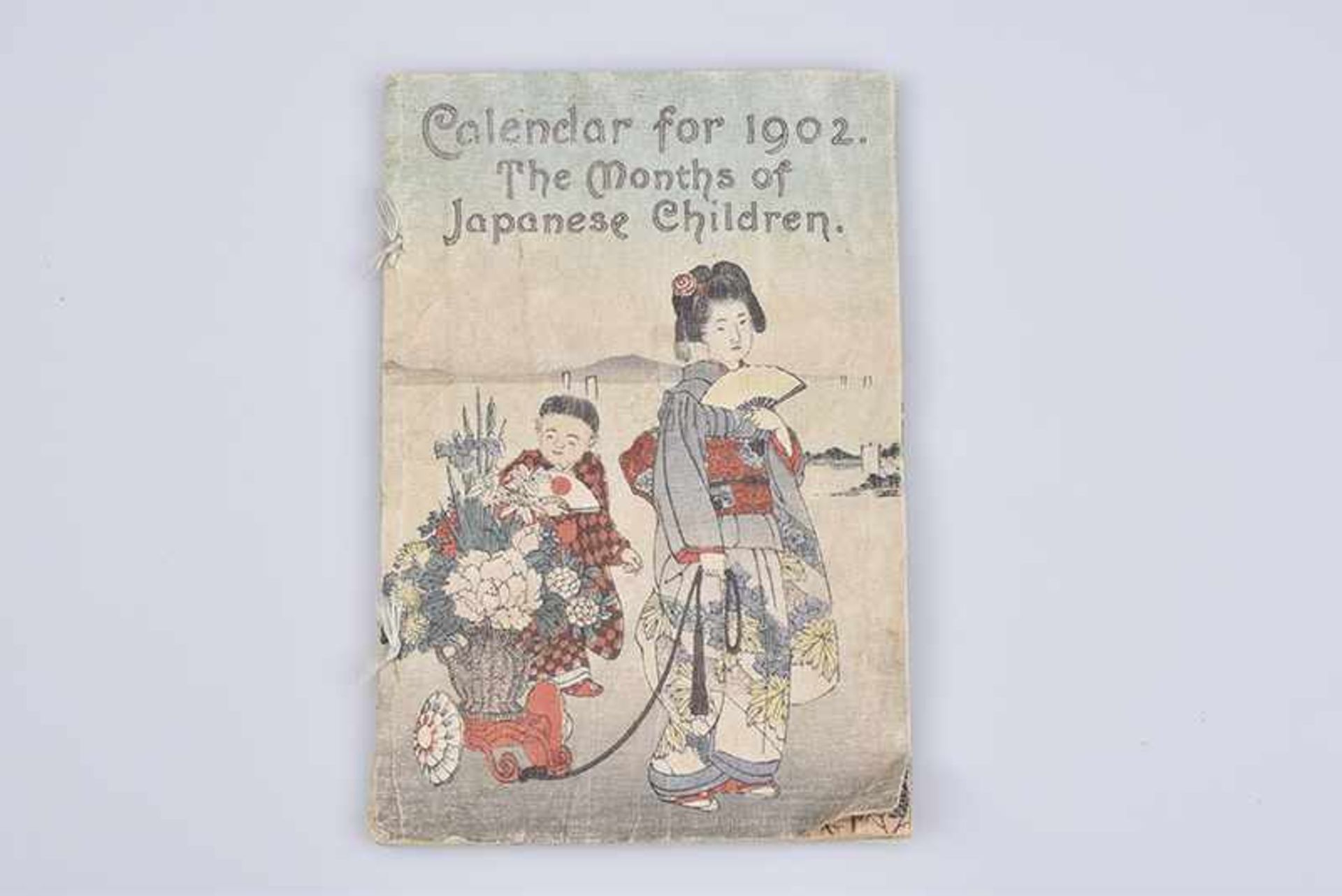 Calendar for 1902 - The Month of Japanese Children, kleine Farbholzschnitte auf Krepp-Papier mit