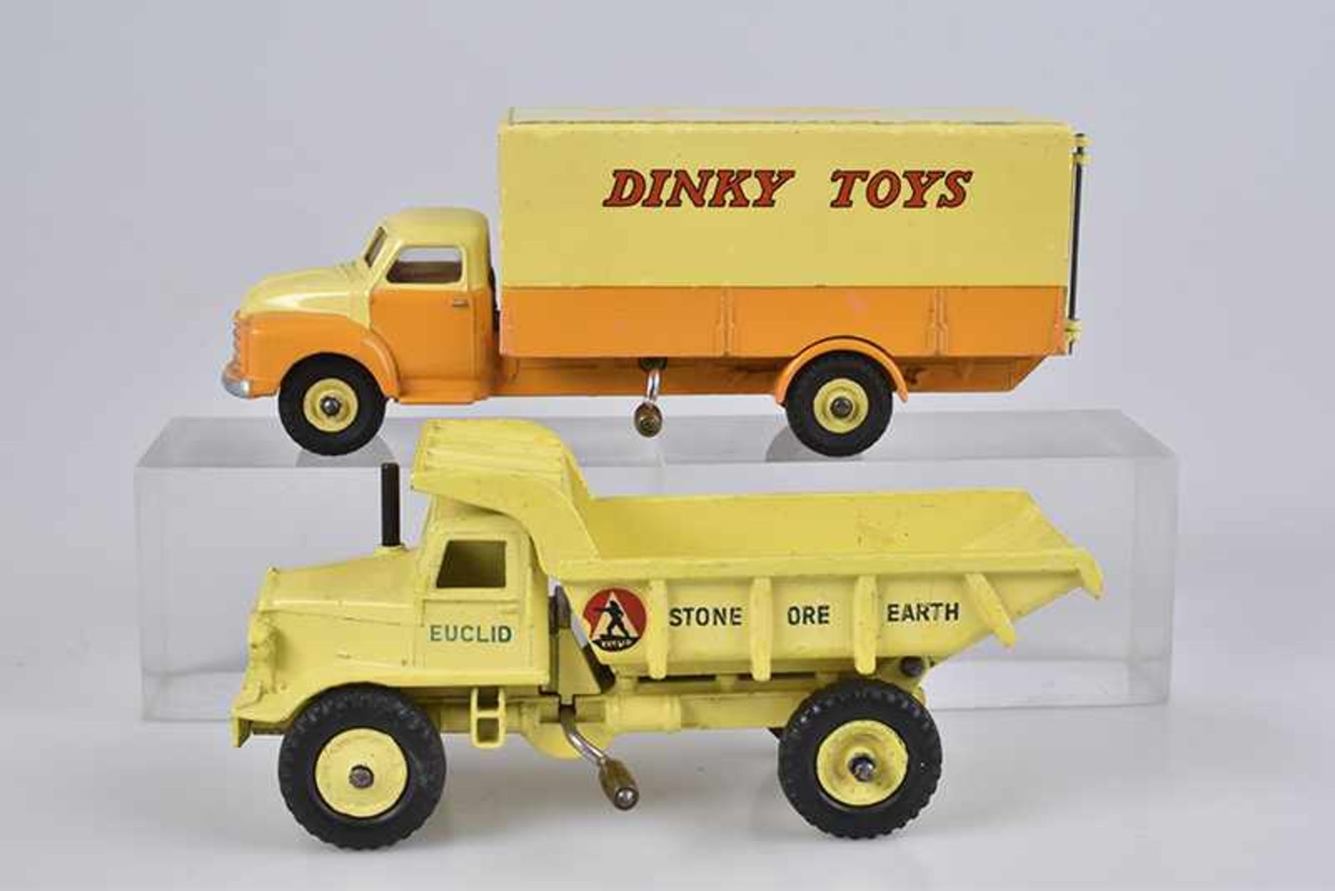 DINKY SUPERTOYS 2 LKW Modelle, Metall, M 1:43, Made in England, Bedford Pallet Jektra Van, Euclid