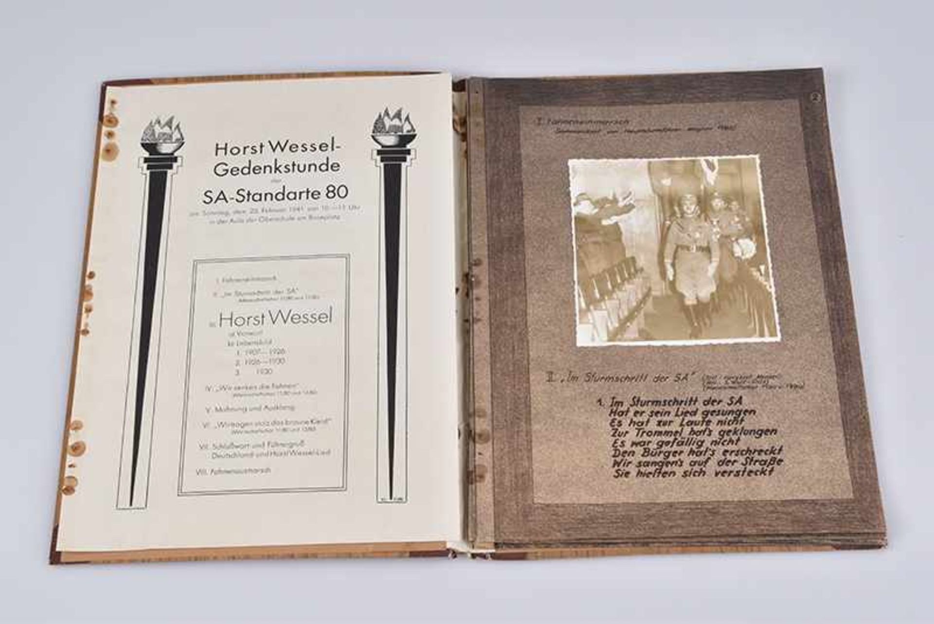 Mappe, Horst Wessel, Standarte 80, WK II, Gedenkstunde der SA-Standarte 80 Wiesbaden, Programmmappe,