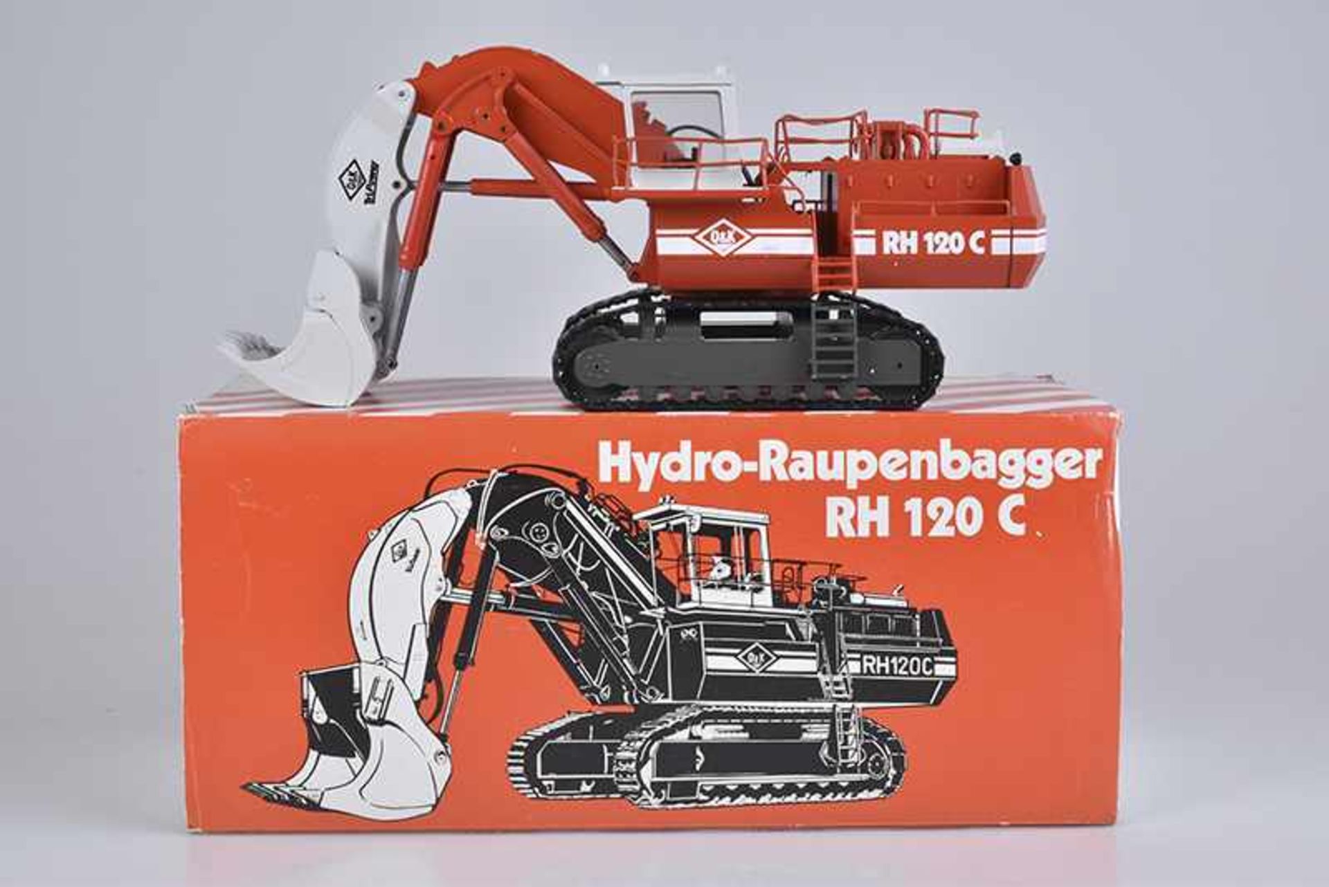 CONRAD Baumaschinen Modell, Hydro-Raupenbagger RH 120 C, Made in W.-Germany, Metall, M 1:50, Nr.