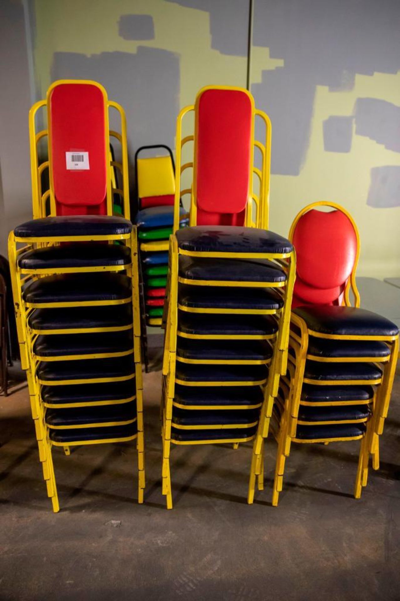 18 Square back plus 6 round back chairs. Used, shows commercial use. See pictures.