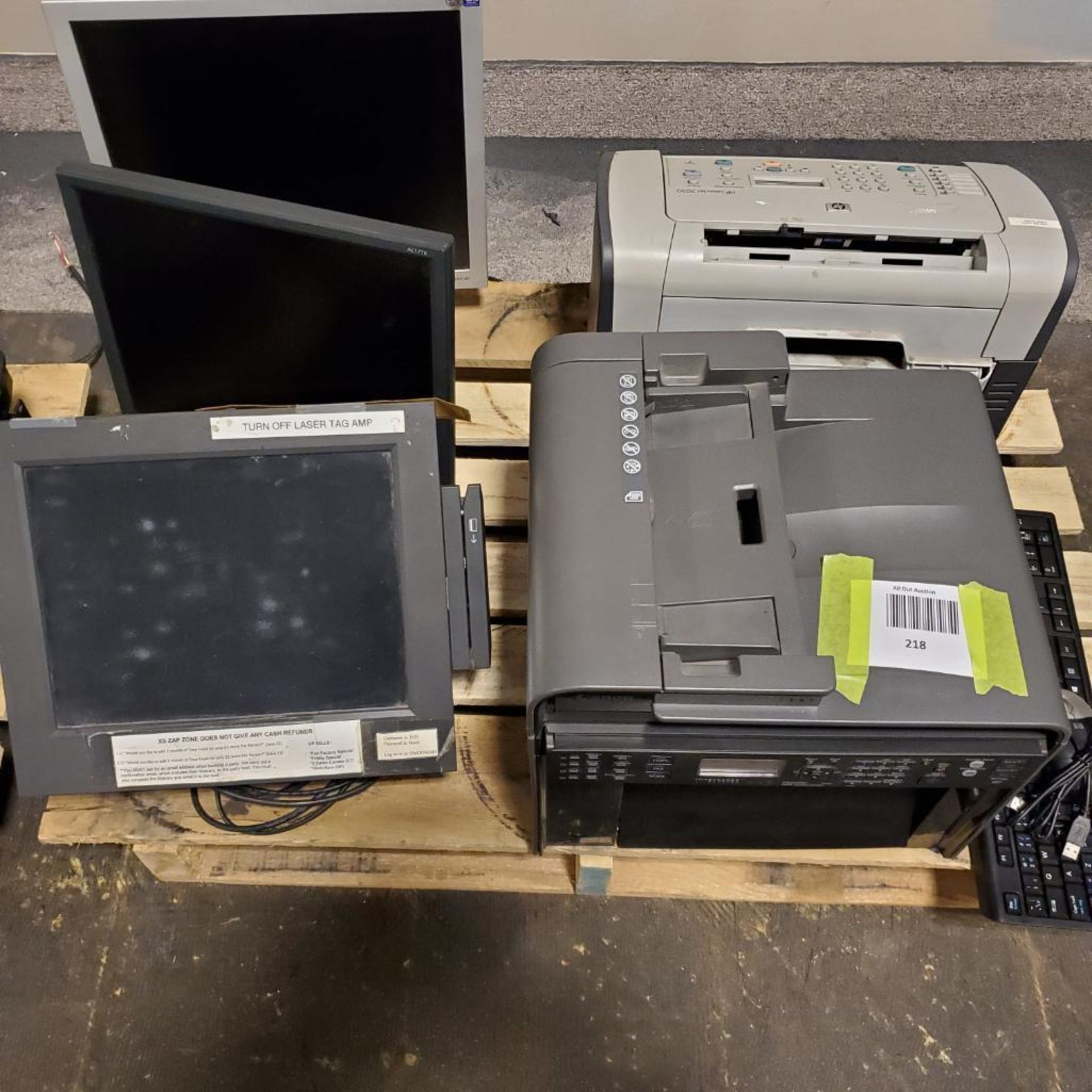 Printers, monitors, miscellaneous. Used, shows commercial use. See pictures.