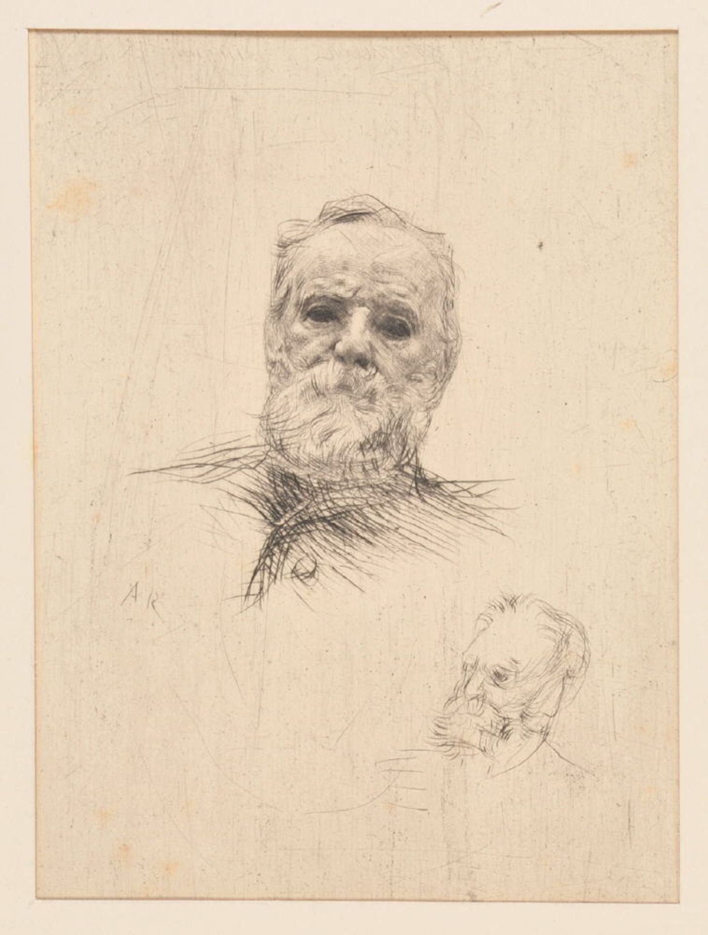 Rodin, Auguste, 1840 Paris - 1917 MeudonRadierung, 18,5 x 13,5 cm, " Victor Hugo en face ", i.d.