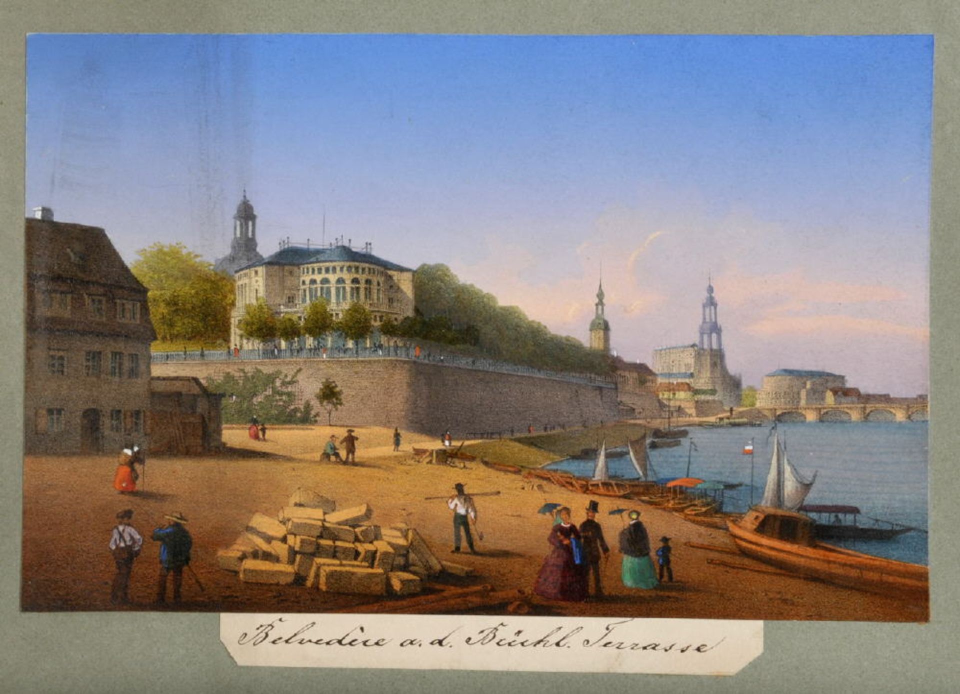 Dresden, Belvedère an der Brühlschen TerrasseLithographie, handcolor., auf Papier gez., 11 x 17