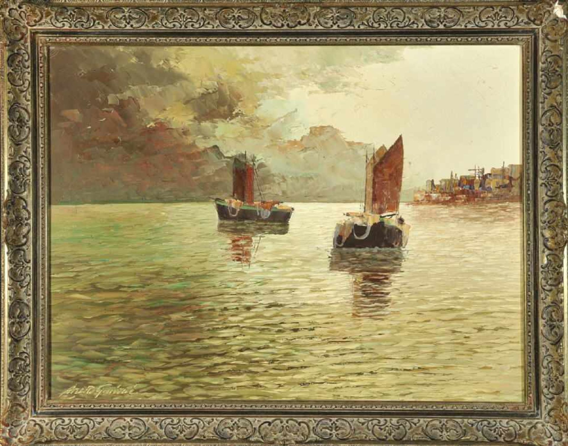 Arnold-Graboné, Georg, 1896 München - 1982 Percha-BuchhofÖl/Lwd, 60,5 x 80 cm, " Fischerboote in